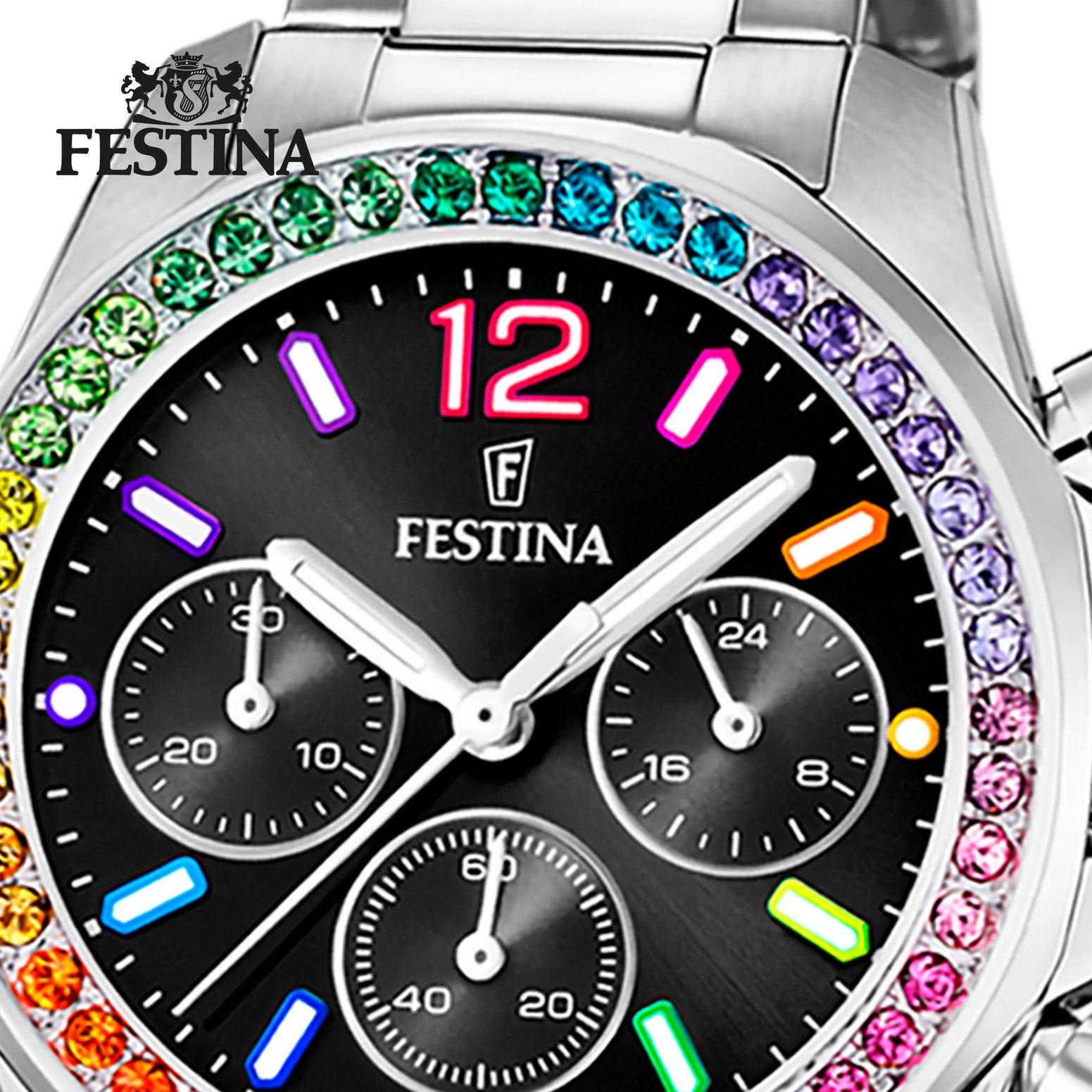 Festina Quarzuhr Festina Damenuhr Boyfriend, (Analoguhr), Damen Armbanduhr rund, Edelstahlarmband silber, Casual