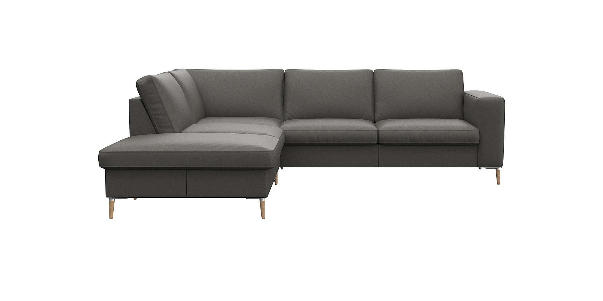 FLEXLUX Ecksofa Fiore, L-Form, breite Armlehnen, Füße Alu/Eiche, B/T 241/225 cm, Kaltschaum im Sitz