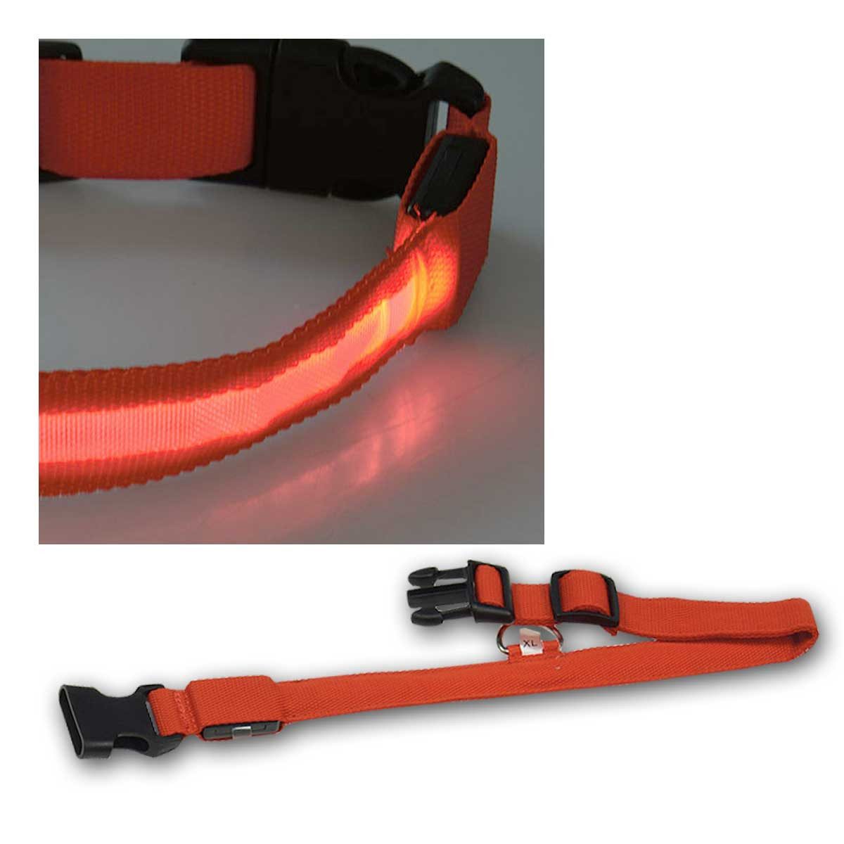 ChiliTec Hundehalsbandleuchte LED Hunde-Halsband 52-60cm, Größe XL, rot