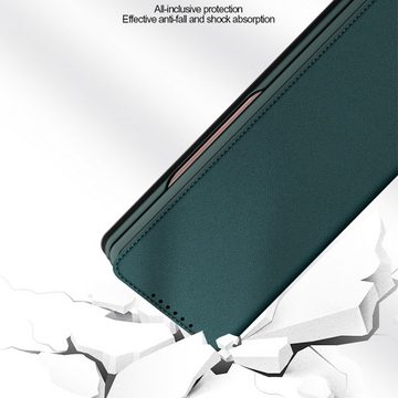 Wigento Handyhülle Für Samsung Galaxy Z Fold4 5G Kunstleder Kunststoff Handy Tasche Hülle Etuis Grün