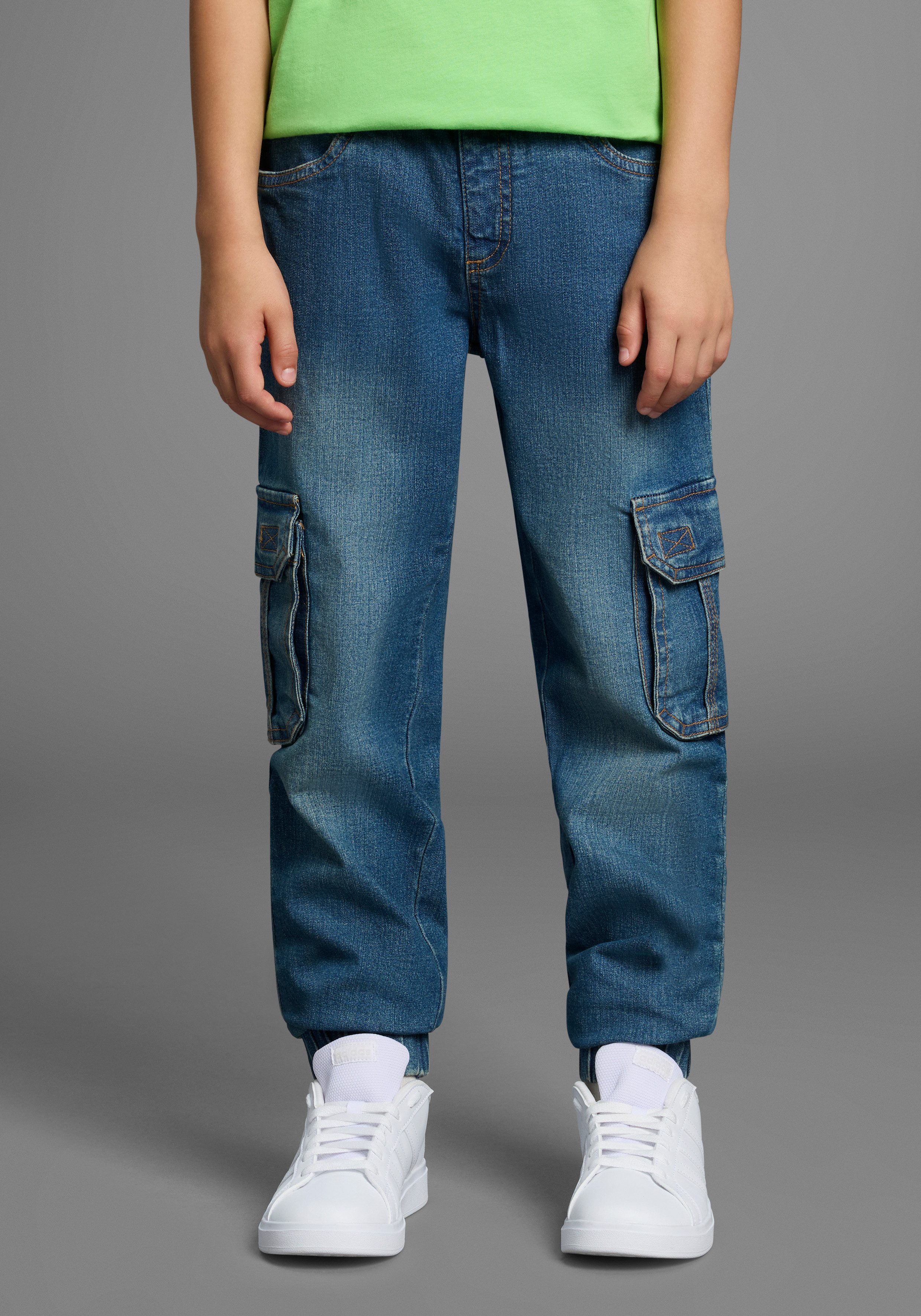 Arizona Cargojeans, Stretch-Jeans für Jungen gerades Bein, mit Bindeband und Gummizug, normale Taille