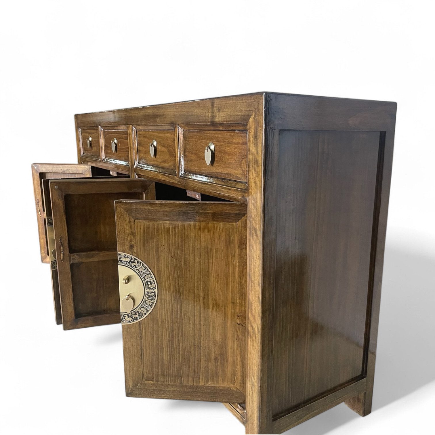 OPIUM OUTLET Sideboard Kommode Schrank Hochzeitsschrank Asia Möbel (Breite x Tiefe x Höhe: 150 cm x 40 cm x 85 cm, komplett montiert, kastanien-braun), chinesisch asiatisch orientalisch vintage