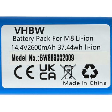 vhbw kompatibel mit Lenovo LR1, T1 Pro Staubsauger-Akku Li-Ion 2600 mAh (14,4 V)