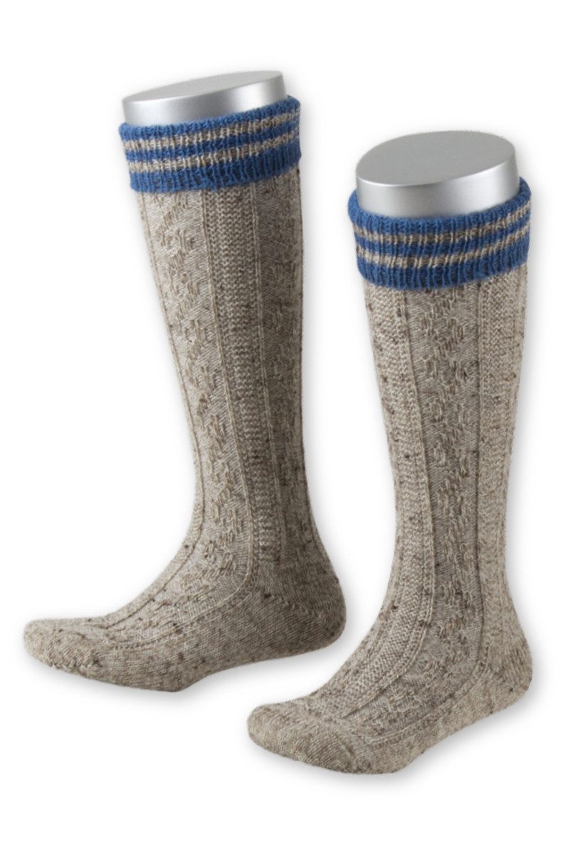 Lusana Trachtensocken Trachten Kinder Kniestrümpfe - L320RT - marine, mittelblau