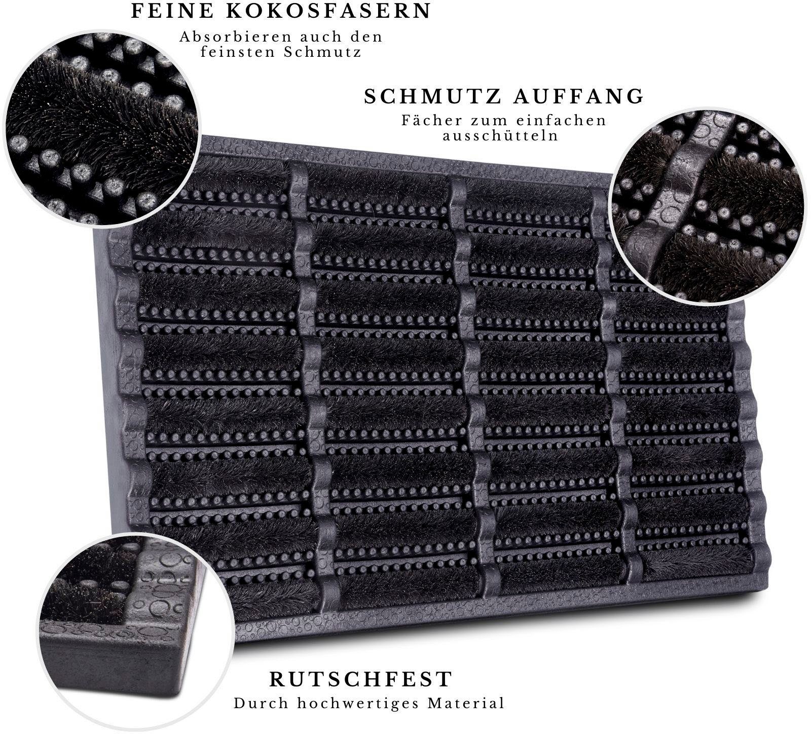 HANSE Home Fußmatte Schmutzfangmatte Brushes Mat, Türmatte, rechteckig, Höhe: 25 mm, Kokos, Gummi, Schmutzfangmatte, Outdoor, Rutschfest, Innen, Kokosmatte – Bild 4 von 5
