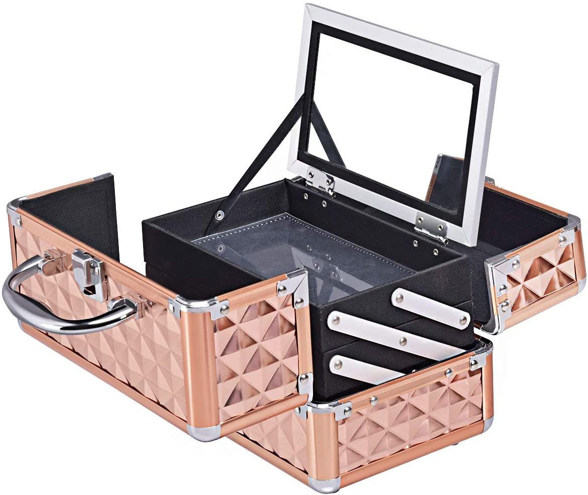 COSTWAY Schmuckkoffer, mit Spiegel, 23 x 15 x 18cm