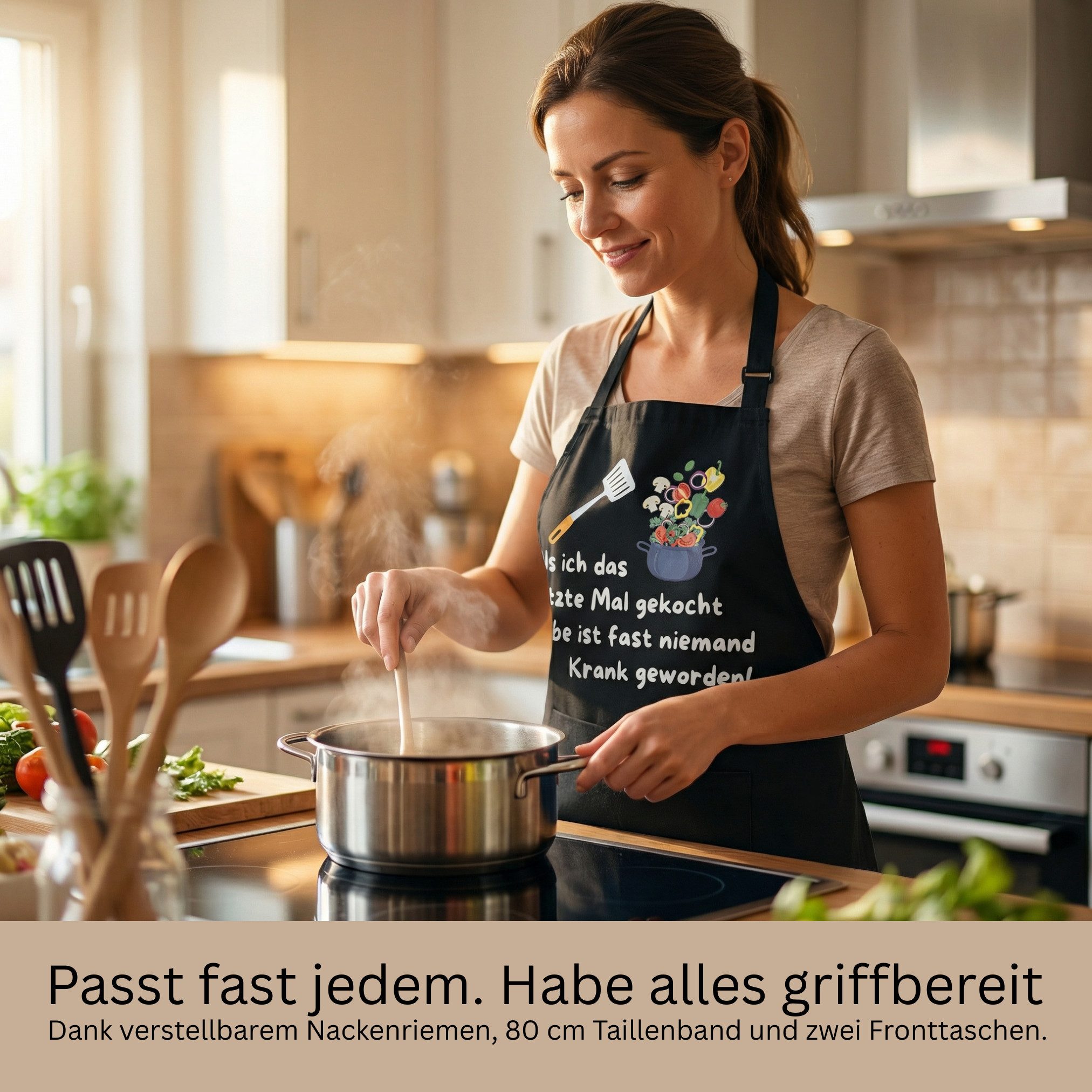 Curry Master Kochschürze Lustige Grillschürze mit Spruch - Geschenkidee, 100% Baumwolle, Doppelnähte, Einstellbare Größe, 2 Front-Taschen – Bild 5 von 5