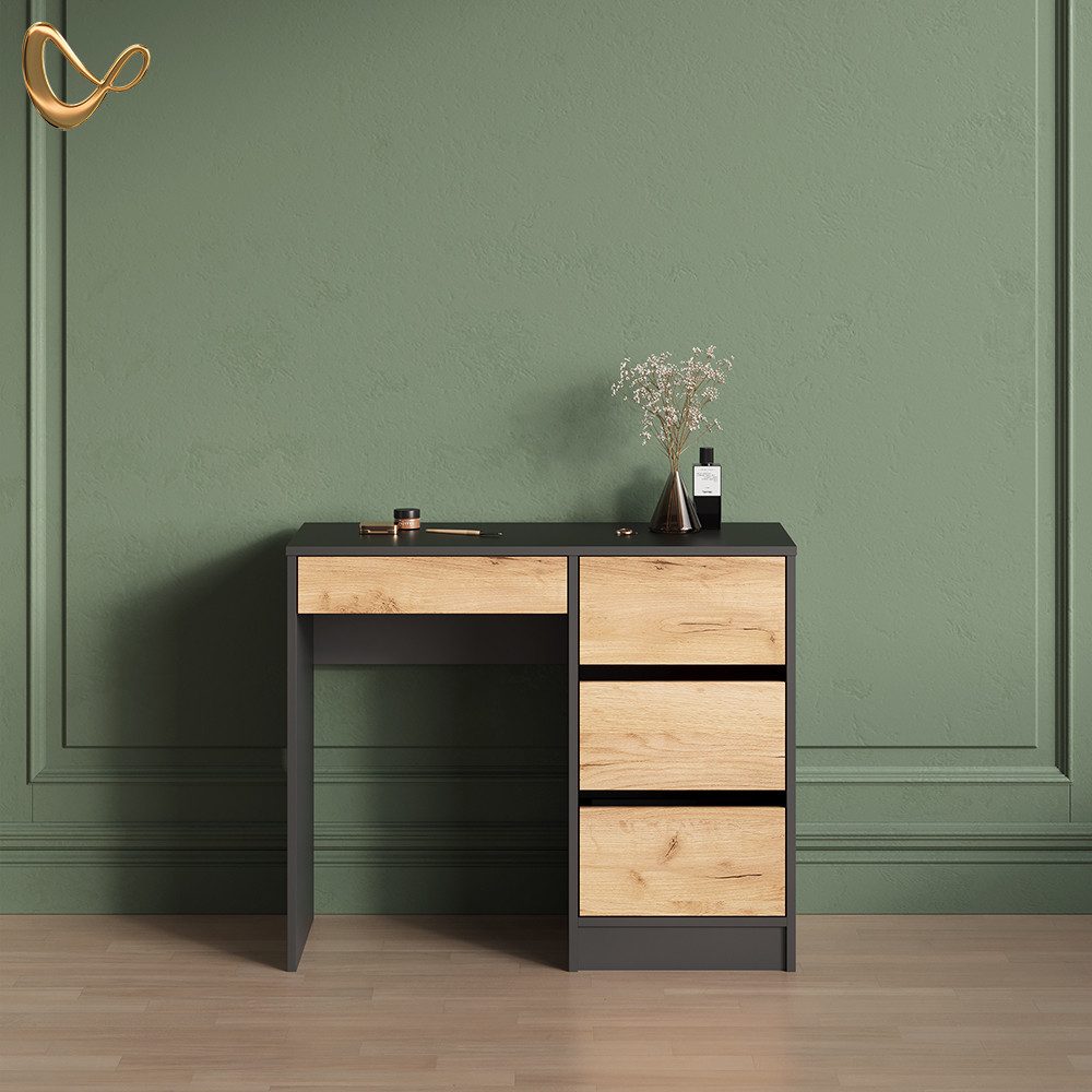 Livinity® Schminktisch Imola, Anthrazit/Goldkraft Eiche, ohne Spiegel günstig online kaufen