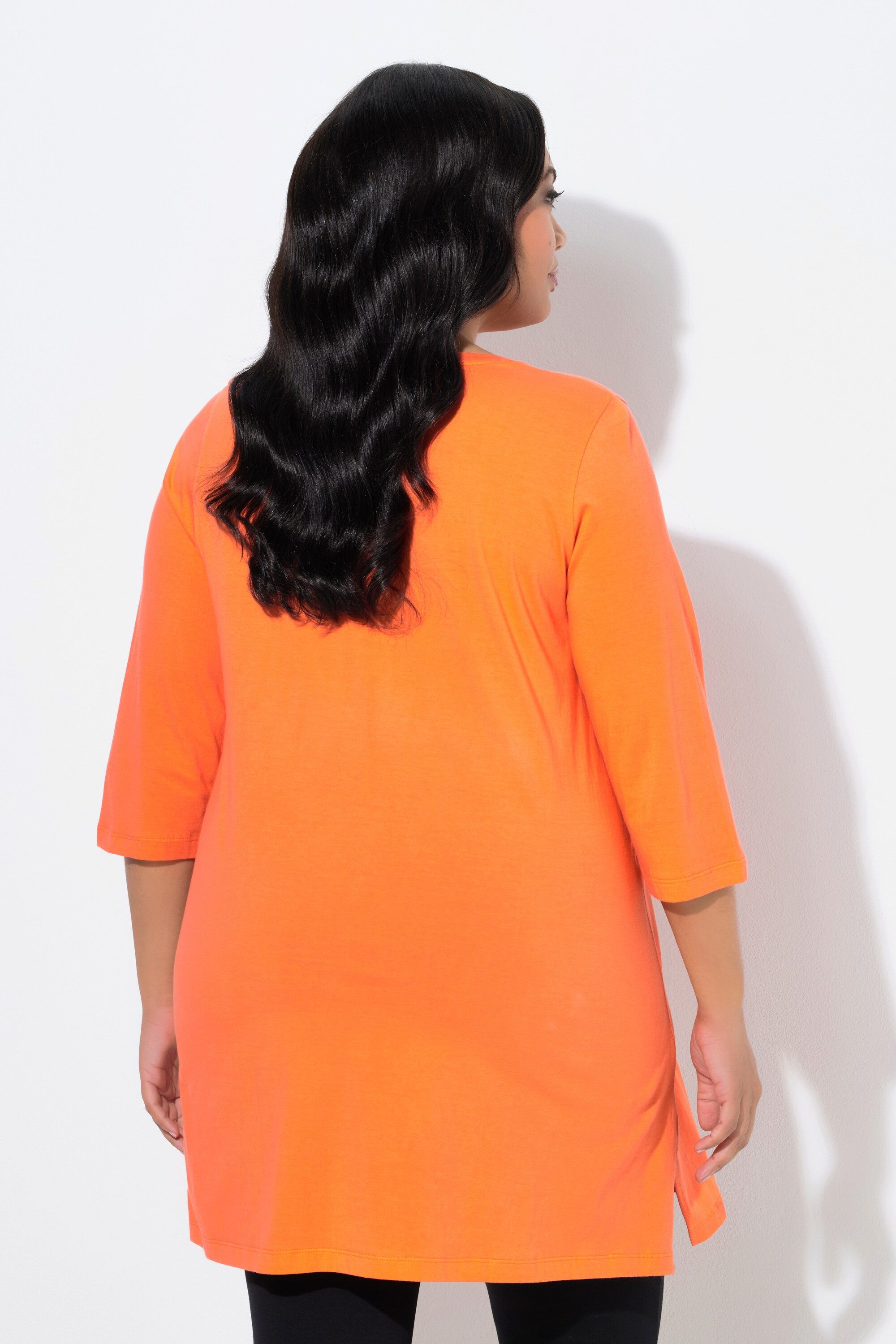Ulla Popken Longshirt Longshirt A-Linie V-Ausschnitt 3/4-Arm