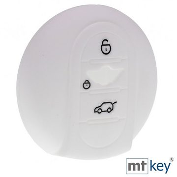 mt-key Schlüsseltasche Autoschlüssel Softcase Silikon Schutzhülle Weiß, für Mini F56 F54 F55 F57 F60 Clubman Countryman 3 Tasten KEYLESS