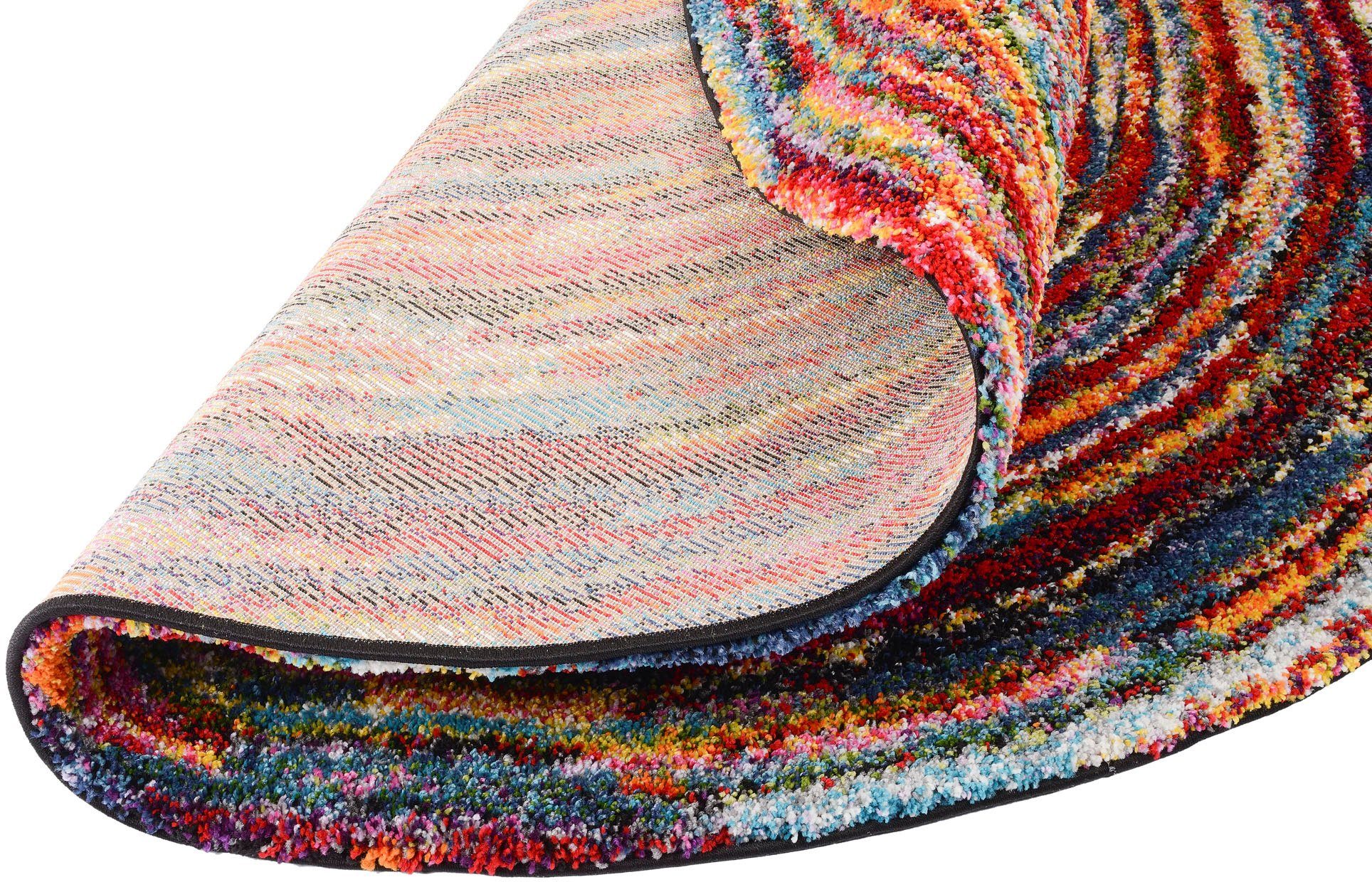 OCI DIE TEPPICHMARKE Hochflor-Teppich Sixteen Round, rund, Höhe: 25 mm, Langflor, Shaggy, modernes Design, Wohnzimmer, Kinderzimmer