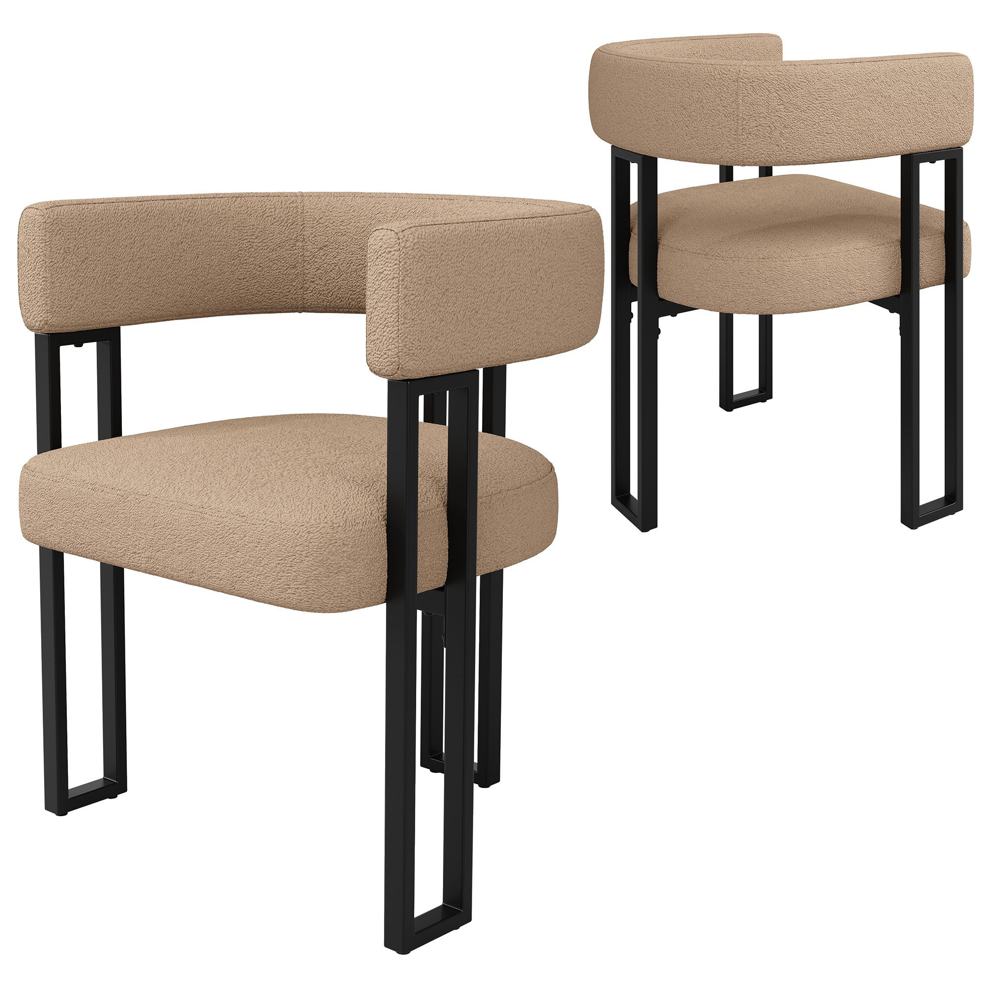 Flieks Polsterstuhl (Set, 2 St), 2er Set Esszimmerstühle mit Armlehnen Wohnzimmerstuhl Lammfellstoff