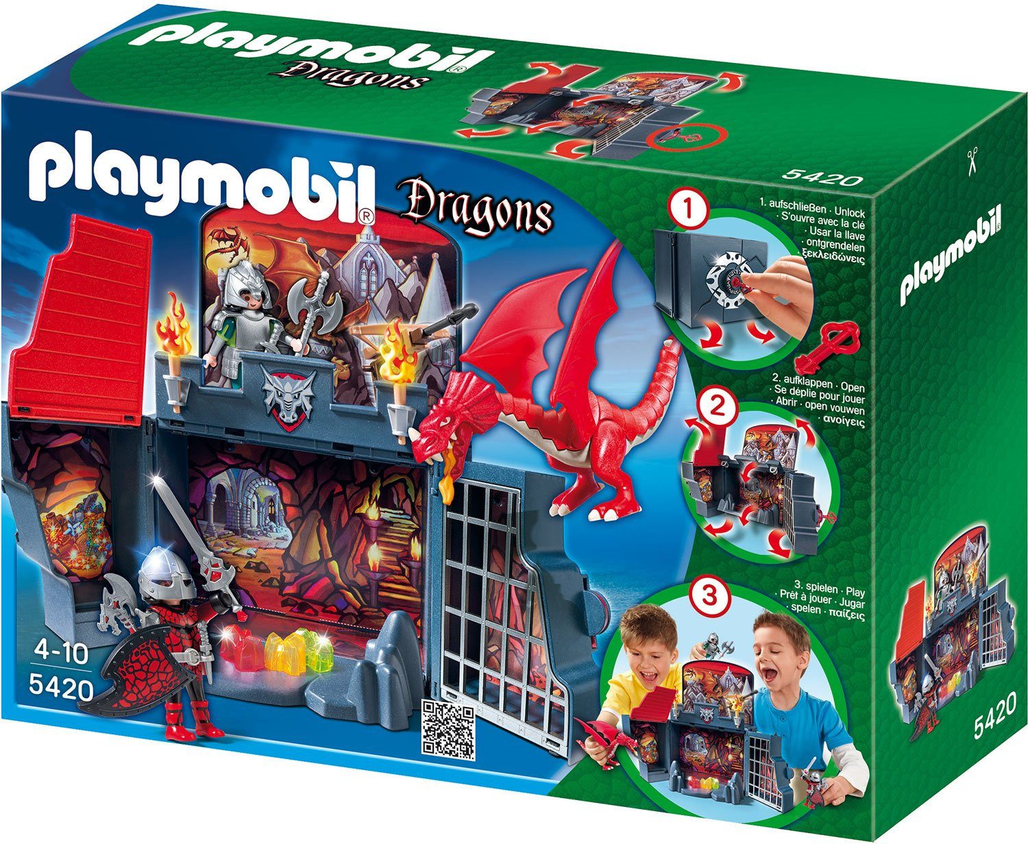 Playmobil® Spielwelt Ritter Aufklapp-Spiel-Box Drachenverlies 5420, (41-tlg), PLAYMOBIL Ritter Spielset