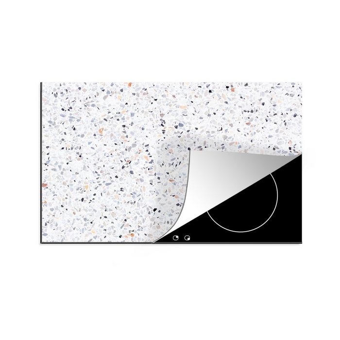 MuchoWow Herdblende-/Abdeckplatte Granit - Struktur - Design - Weiß Vinyl (1 tlg) induktionskochfeld Schutz für die küche Ceranfeldabdeckung