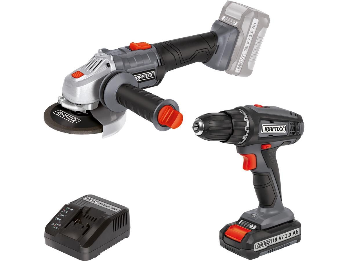 KRAFTIXX® Akku-Bohrschrauber KX-AS Li Kit, 18 V, max. 1500 U/min, (Set, 4-tlg), inkl. 2,0Ah Akku, kompatibel mit Einhell Power X-Change Akkusystem