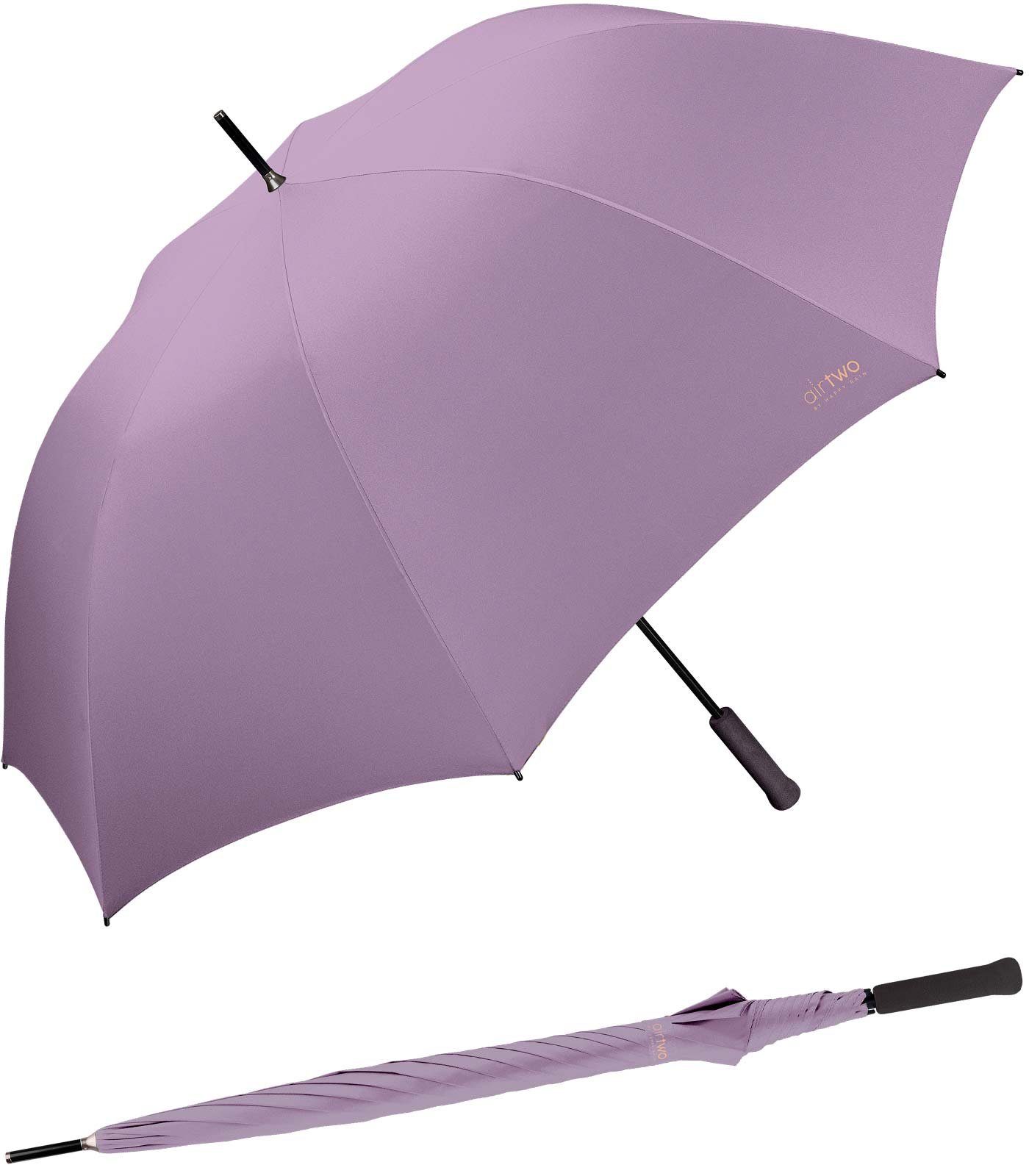 HAPPY RAIN Golfregenschirm Air wiegt 262 Two - Partnerschirm, genug nur er Gramm Zwei lila super für leichter XXL mit Platz
