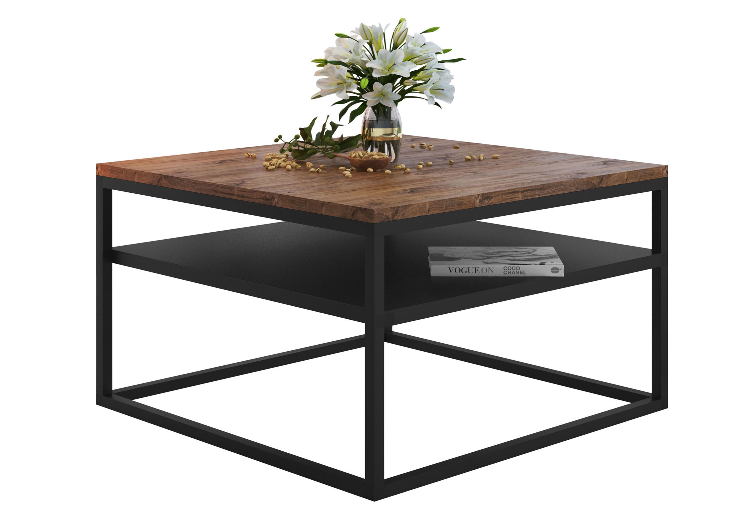 Lookway Couchtisch NOVA LOFT mit Ablage auf schwarzem Gestell (1x Tisch), B günstig online kaufen