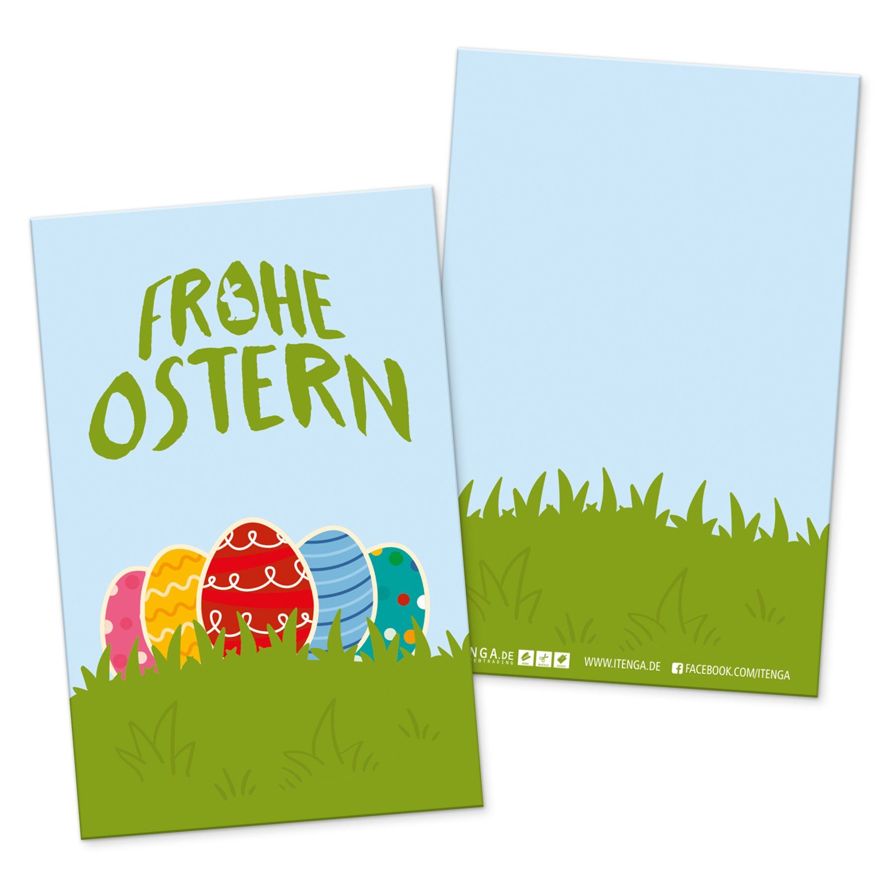 itenga Grußkarten itenga 24 x Geschenkekarten Frohe Ostern Ostereier bunt in Visitenkart