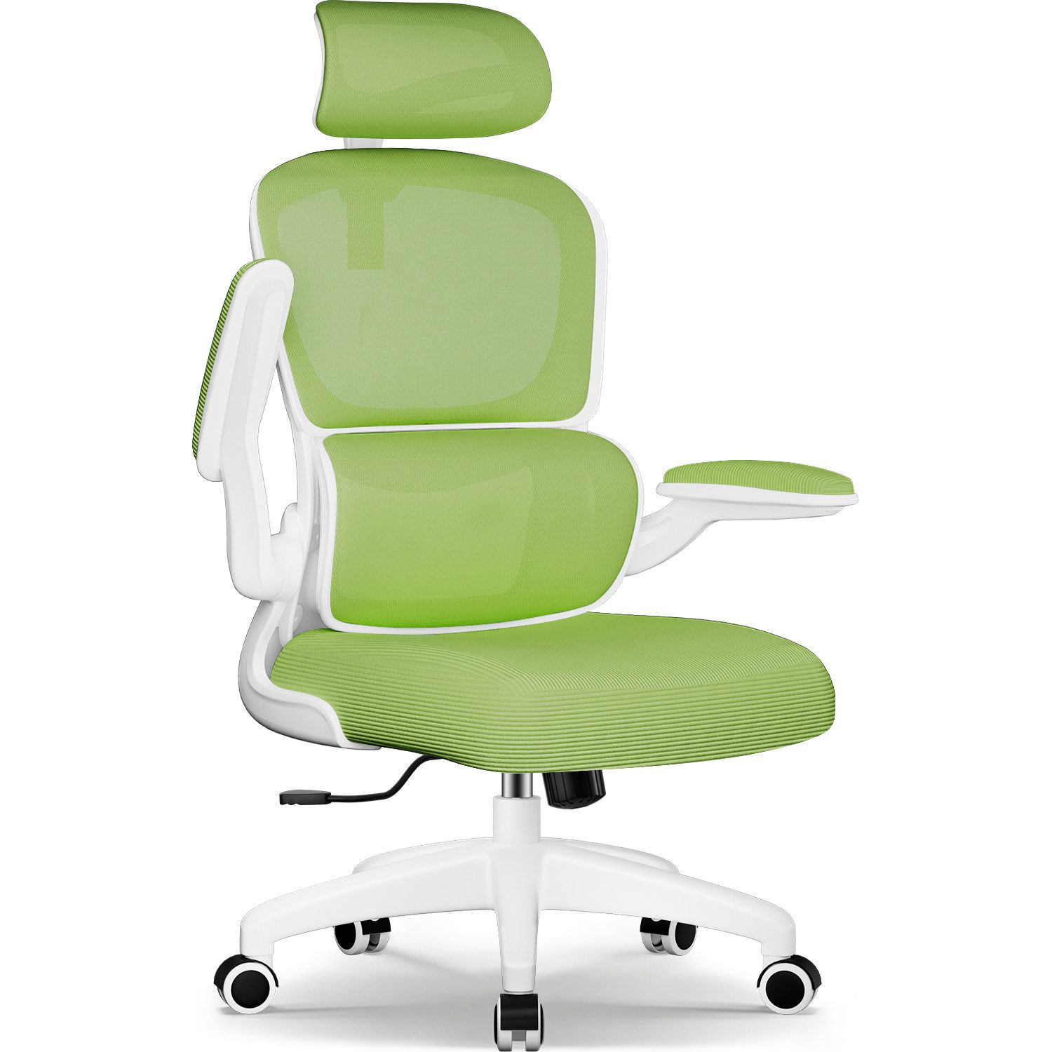Bürostuhl Ergonomisch – Mit Netzrücken, Lendenstütze, Armlehnen & Höhenverstellbar, Bis 150 Kg Belastbar