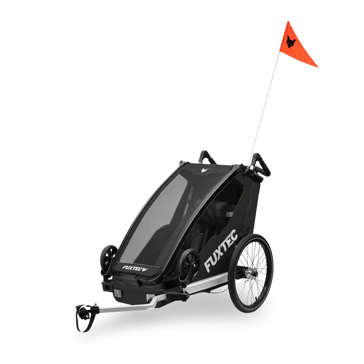 FUXTEC Fahrradkinderanhänger FX-FA1S, faltbar, für 1 Kind geeignet, einfache Umrüstung zum Buggy