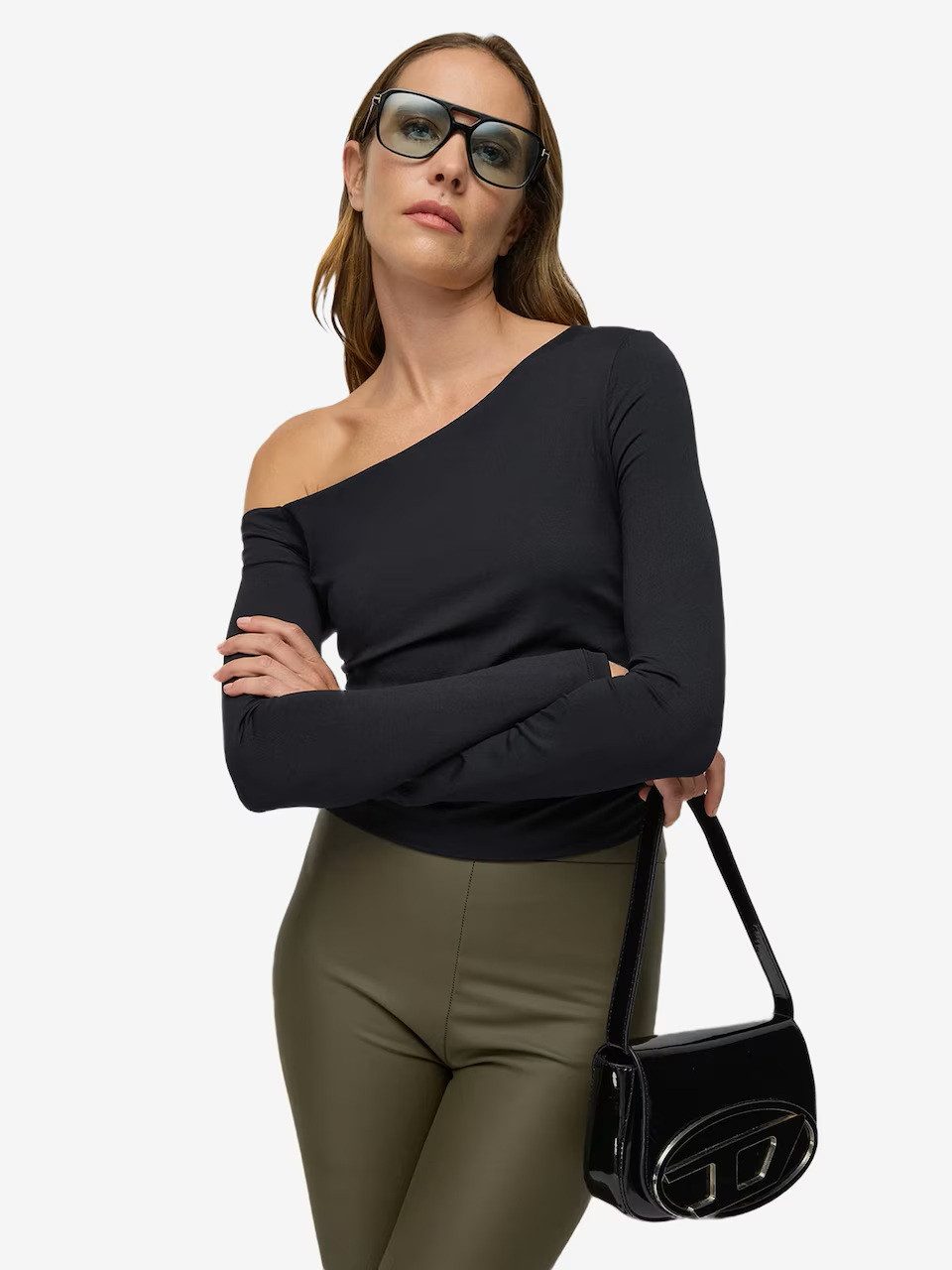 Shirtbluse mit asymmetrischem Ausschnitt