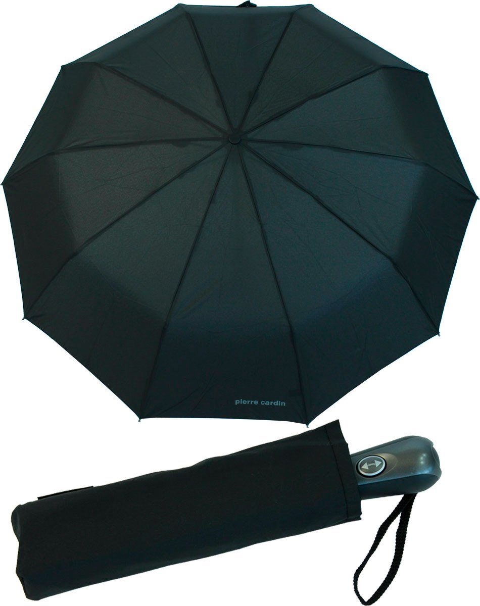 Pierre Cardin Taschenregenschirm stabil mit Zusatzstreben Fiberglasgestell Auf-Zu-Automatik, 10-teilig sturmfest haltbares mit zwei