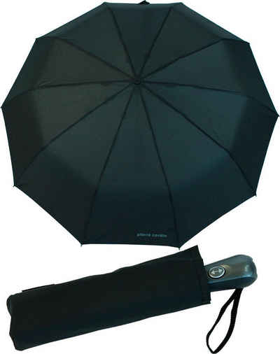 Pierre Cardin Taschenregenschirm stabil sturmfest 10-teilig mit Auf-Zu-Automatik, haltbares Fiberglasgestell mit zwei Zusatzstreben