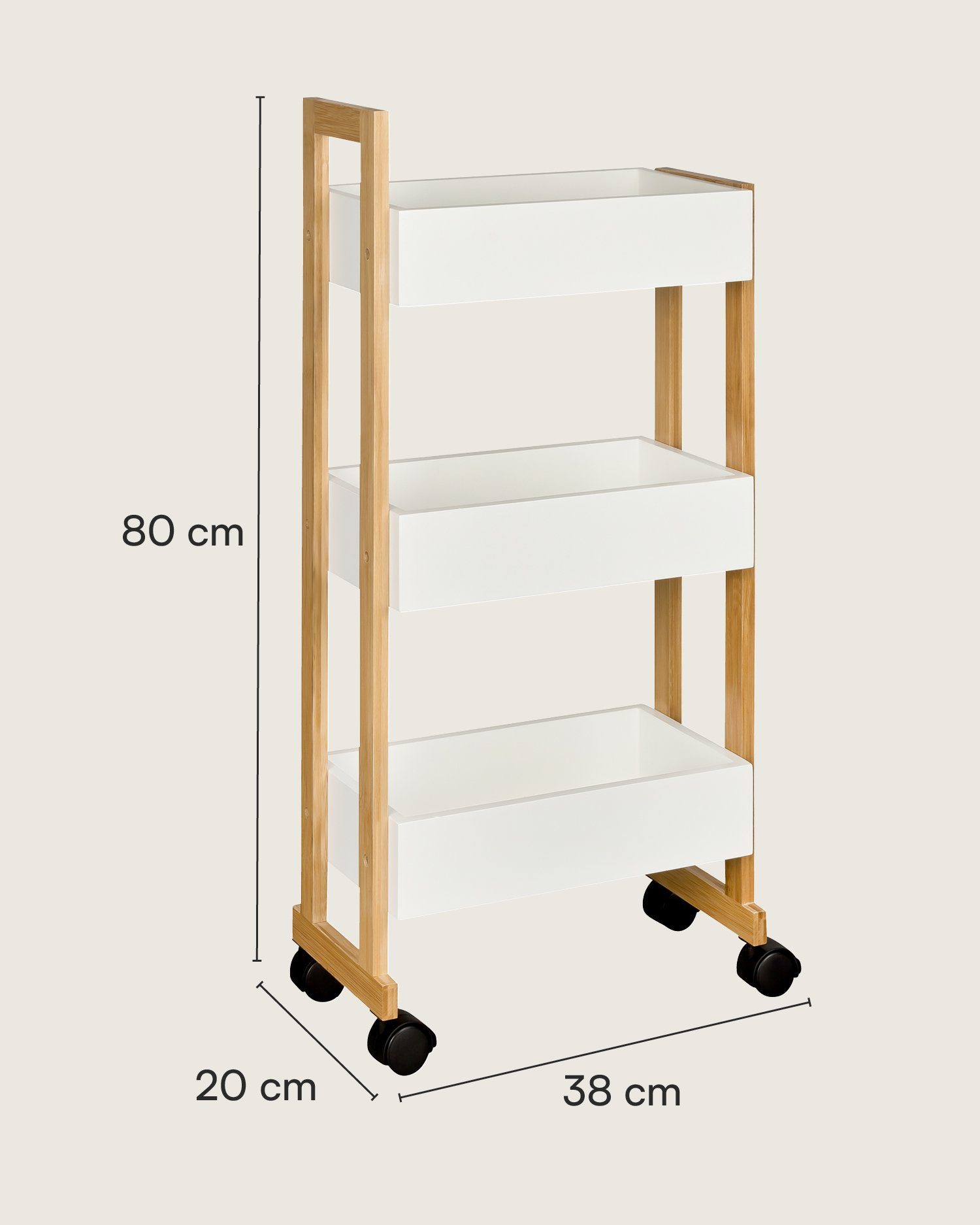 shelfmade Küchenwagen Rauma Handwagen Küchenwagen Badregal mit 3 Ablagekörben und Rollen – Bild 3 von 5