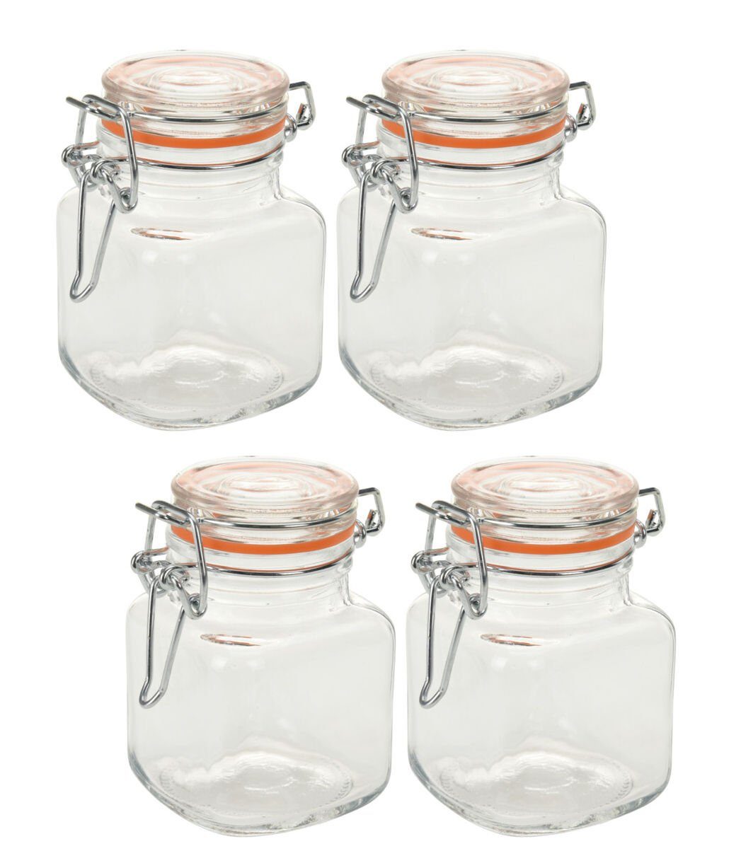 Spetebo Einmachglas Kleine Einmachgläser 90 ml - 4er-Set, Glas, (4er Set, 4-tlg), mit Bügelverschluss