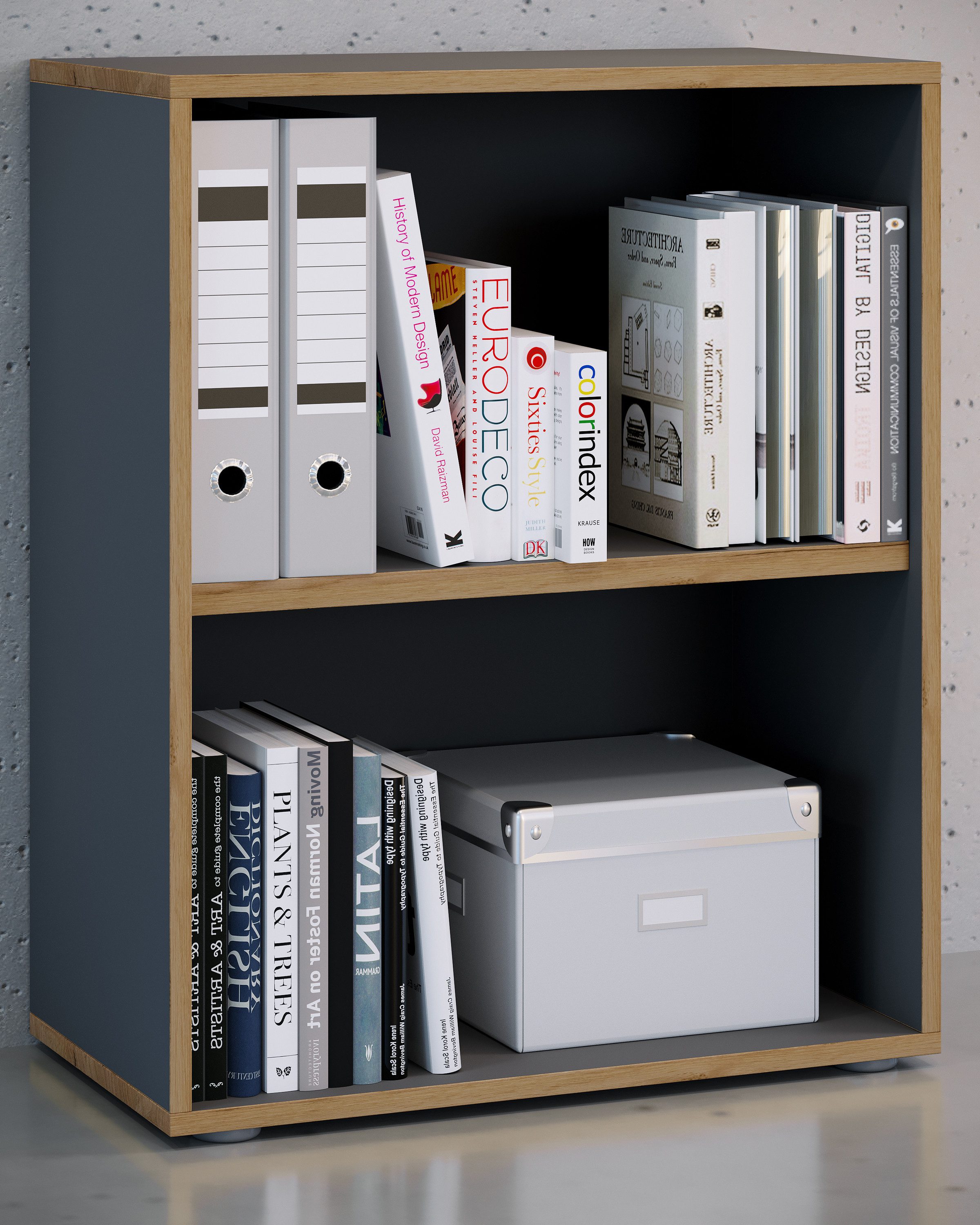 VCM Standregal Bücherregal Salia H. 74 x B. 60 x T. 33 cm, Holzregal stehend, platzsparender Aktenschrank, CD DVD Aufbewahrung