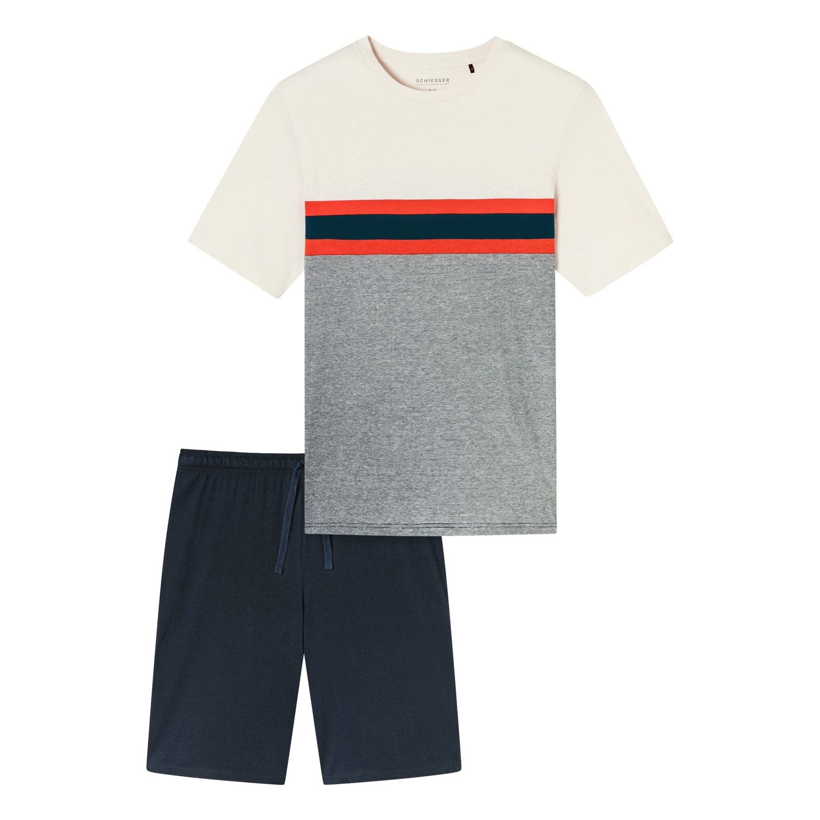 Schiesser Shorty Schlafanzug-Set kurz (2 tlg) mit Farbblockmuster