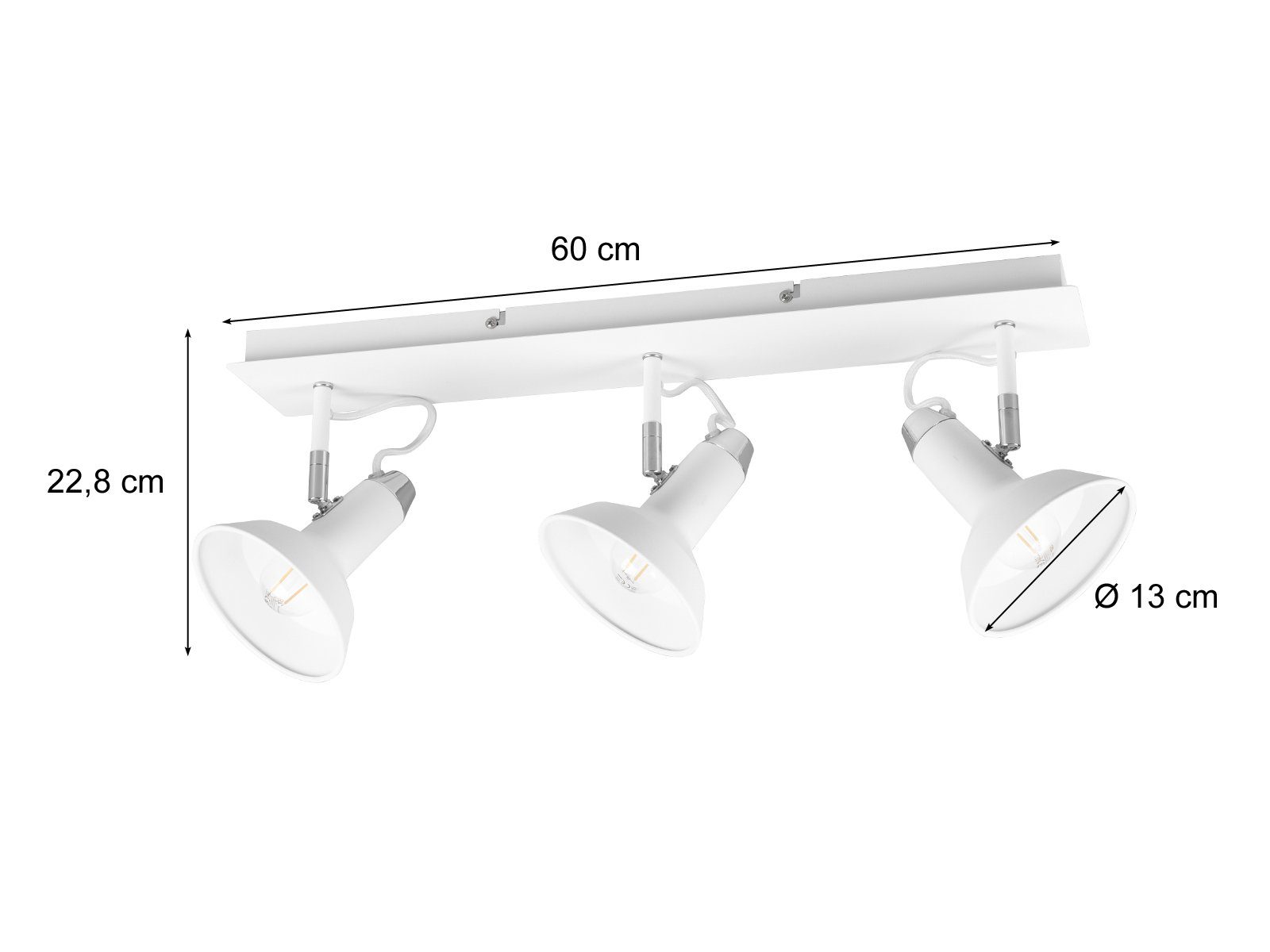 TRIO Leuchten LED Deckenspot, Dimmfunktion, LED wechselbar, Leuchtmittel über Lichtschalter in 3 Stufen dimmbar, Warmweiß, innen, Industrial Deckenleuchte für Treppenhaus mit 3 Spots Weiß