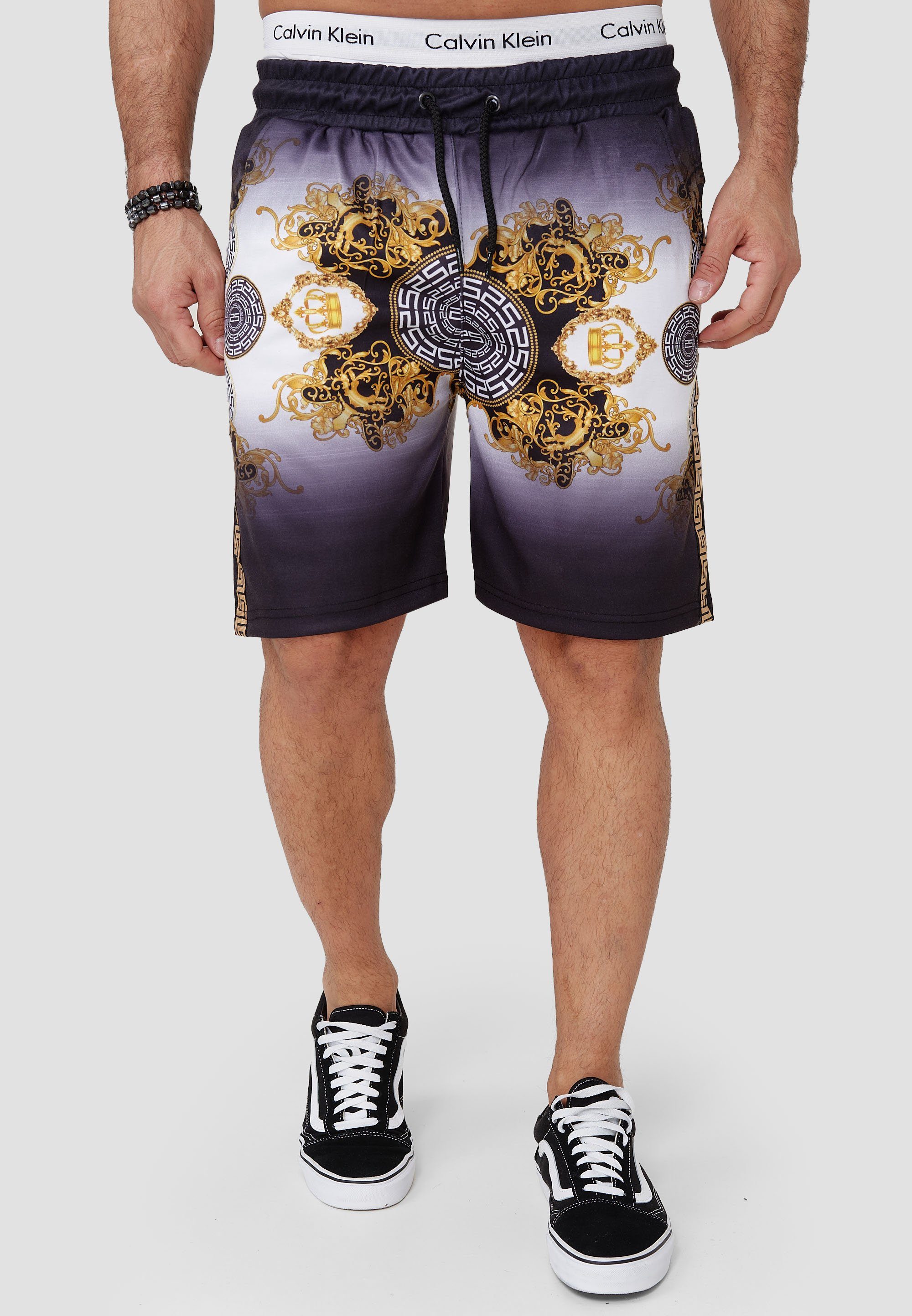 OneRedox Shorts SH-1617C (Kurze Hose Bermudas Sweatpants, 1-tlg., im modischem Design) Fitness Freizeit Casual Schwarz | Shorts