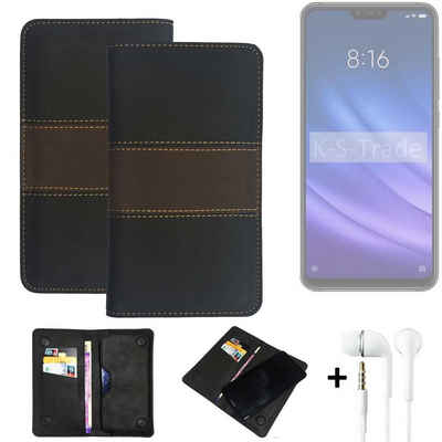 K-S-Trade Handyhülle für Xiaomi Mi 8 lite, Handyhülle + Kopfhörer Schutzhülle Walletcase Bookstyle Tasche