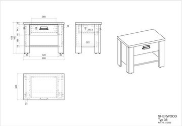 Home affaire Nachtkommode SHERWOOD, mit Apothekergriff aus Metall, Schubkasten "Soft close", Breite 60 cm