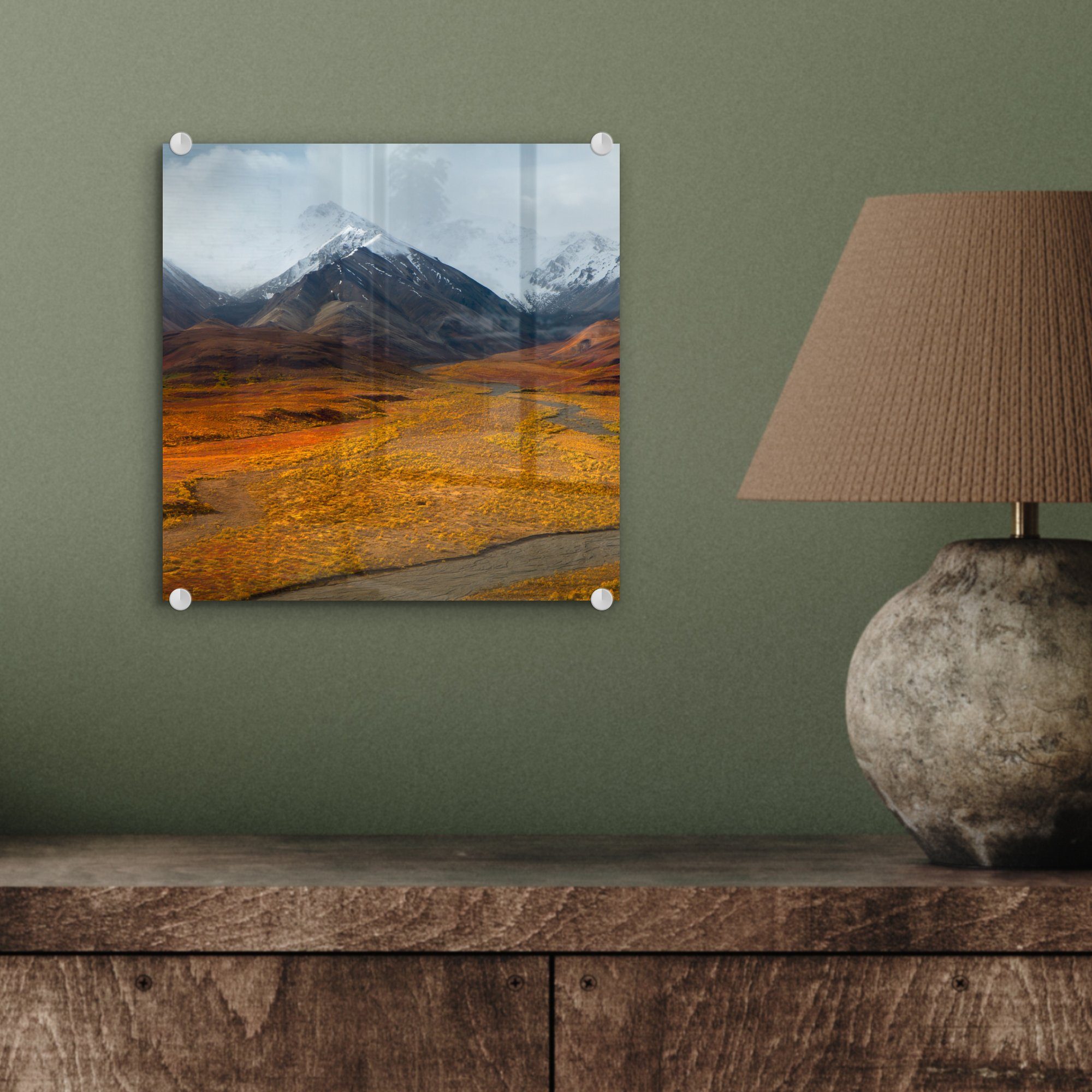 MuchoWow Acrylglasbild Tundra im Herbst, auf - Wanddekoration Wandbild Glas Bilder - Foto auf St), Glasbilder (1 - Glas