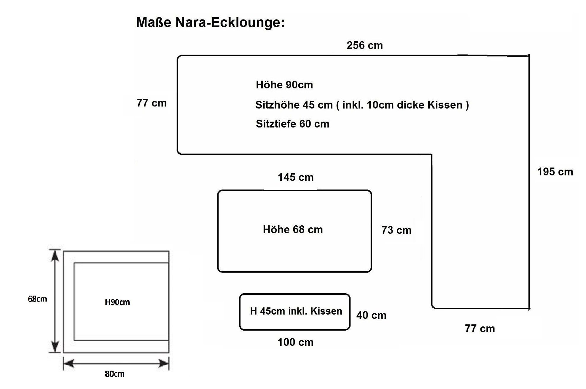 Gardissimo Gartenlounge-Set Nara XL braun rechts / Gartenmöbelset / Dining Lounge Set outdoor, (Set, 4-tlg., Alu, Ecklounge, Esstisch, Sessel, Bank, inkl. Auflagen), Liegefunktion