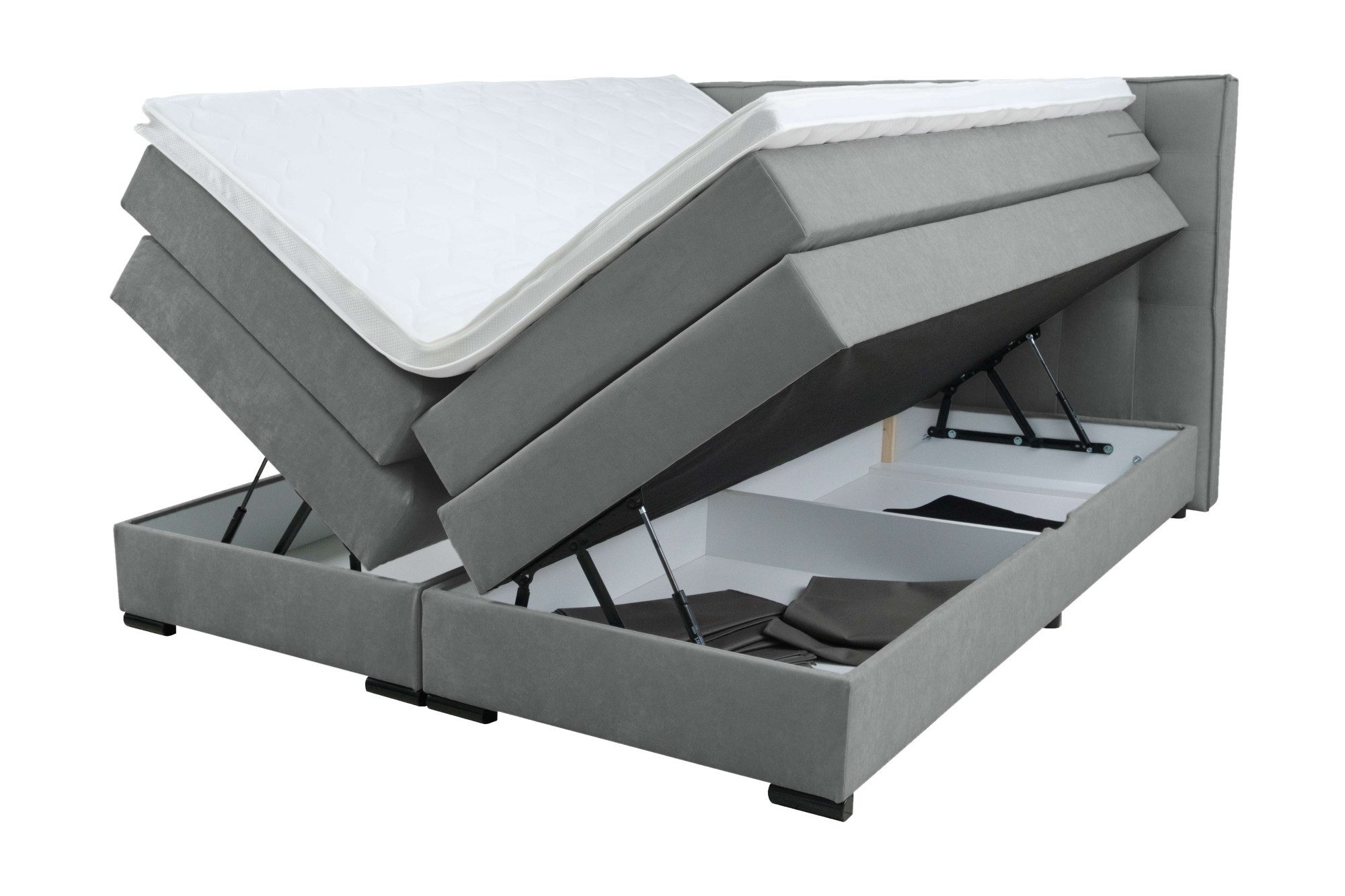 Home affaire Boxspringbett Köln, Doppelbett, Polsterbett, Federkernbett, Komforbett, 160, 180 cm, inkl. Topper, zwei Bettkästen, Taschen-Federkernmatratze, Härtegrad 3