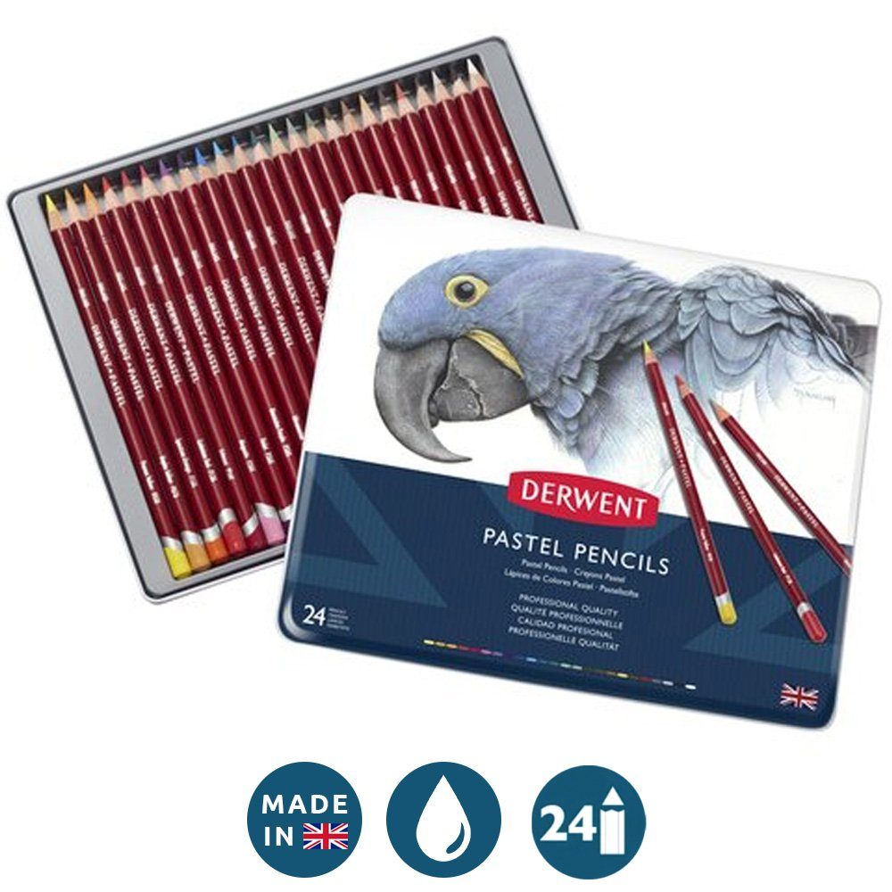 Derwent Aquarellstifte Pastell, (Set, 24-tlg), wasserlösliche Buntstifte, einfaches verblenden