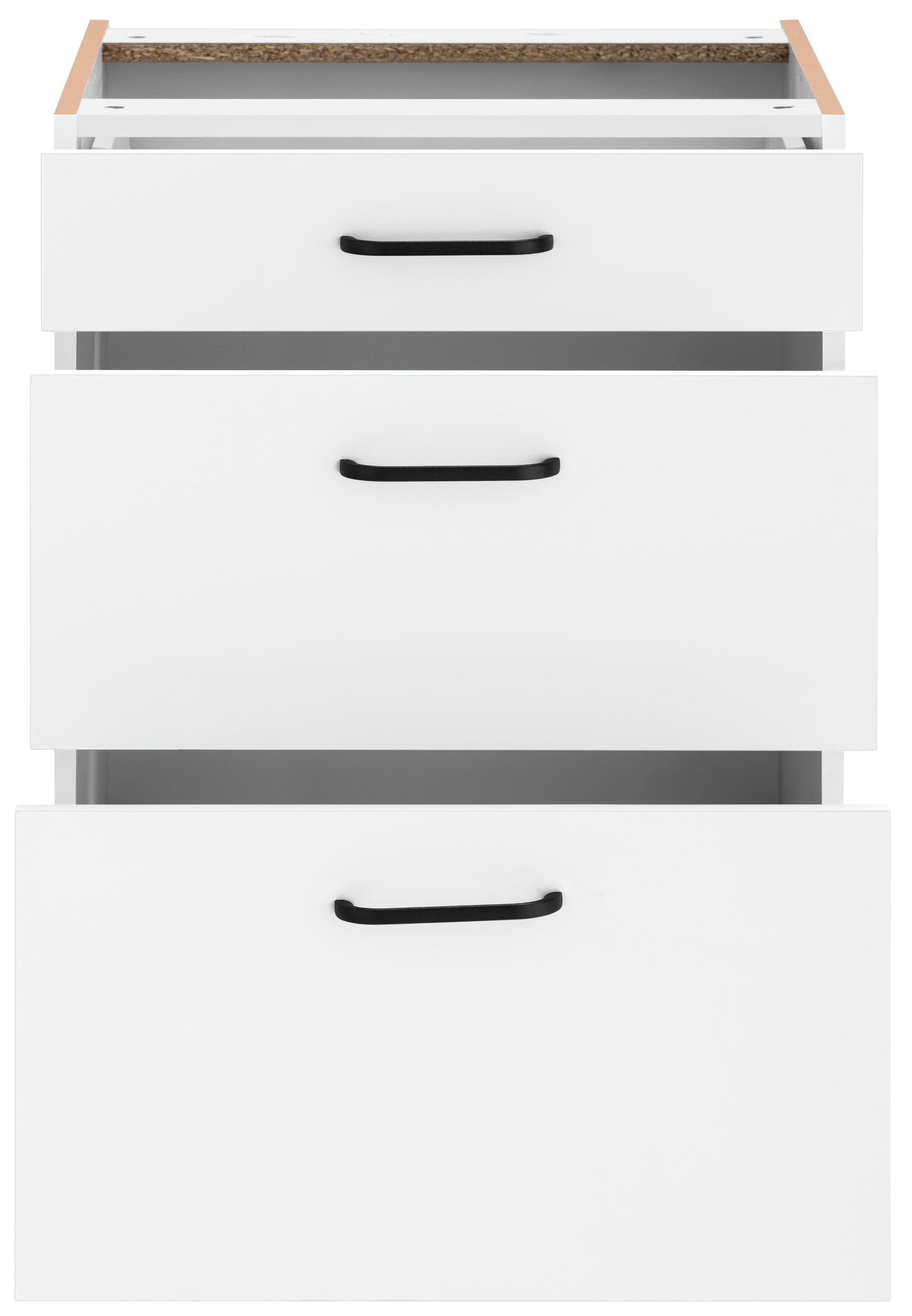 OPTIFIT Unterschrank Elga mit Soft-Close-Funktion, cm weiß | weiß/weiß 60 Füße, höhenverstellbare Breite