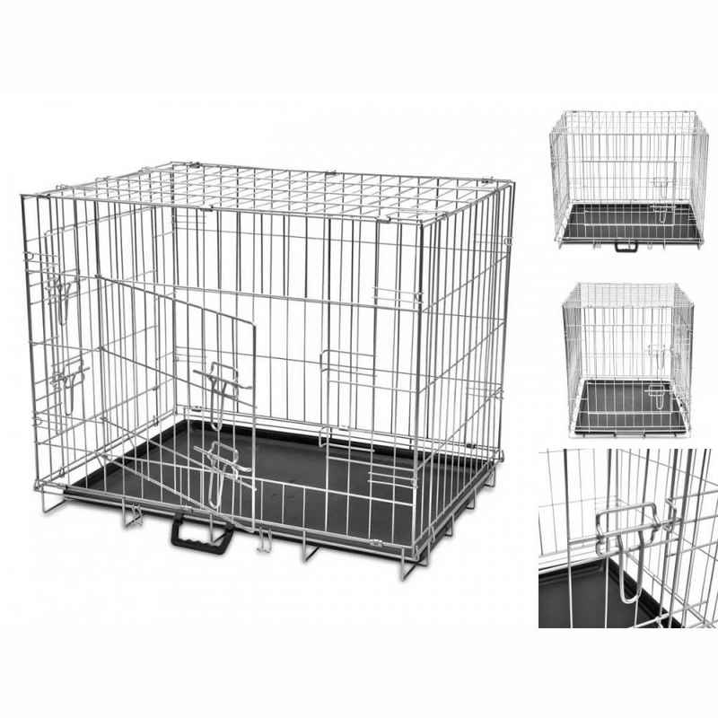 vidaXL Hunde-Transportbox Faltbare Hundebox Transportboxen Autobox Metall L