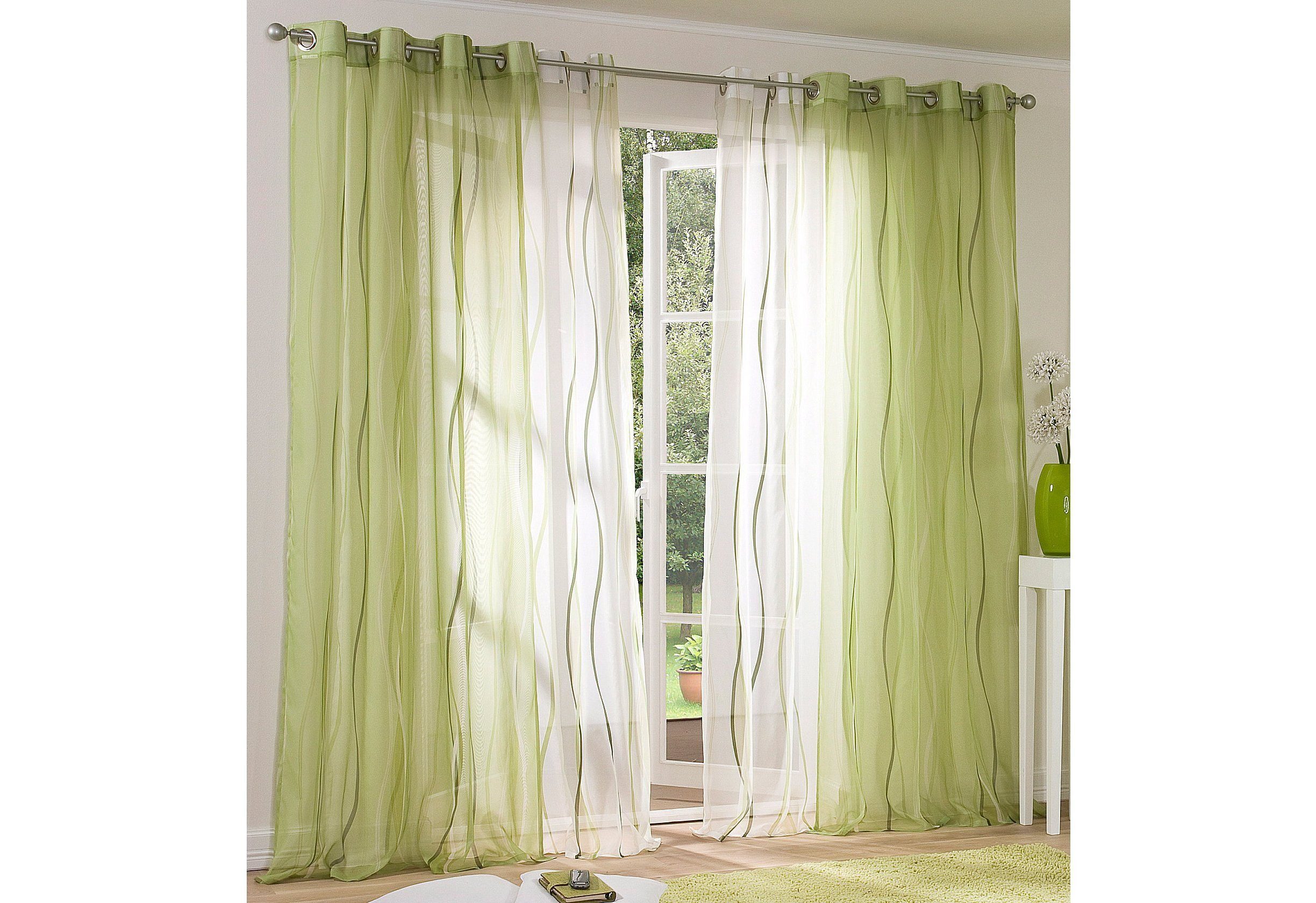 Polyester Voile, transparent, grün Gardine 2er-Set, St), (2 Ösen home, transparent, Dimona, my Voile,