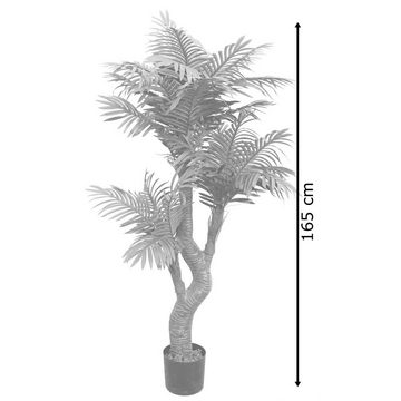Kunstpalme Palme Cycuspalme Kunstpflanze Künstliche Pflanze mit Topf 165 cm, Decovego