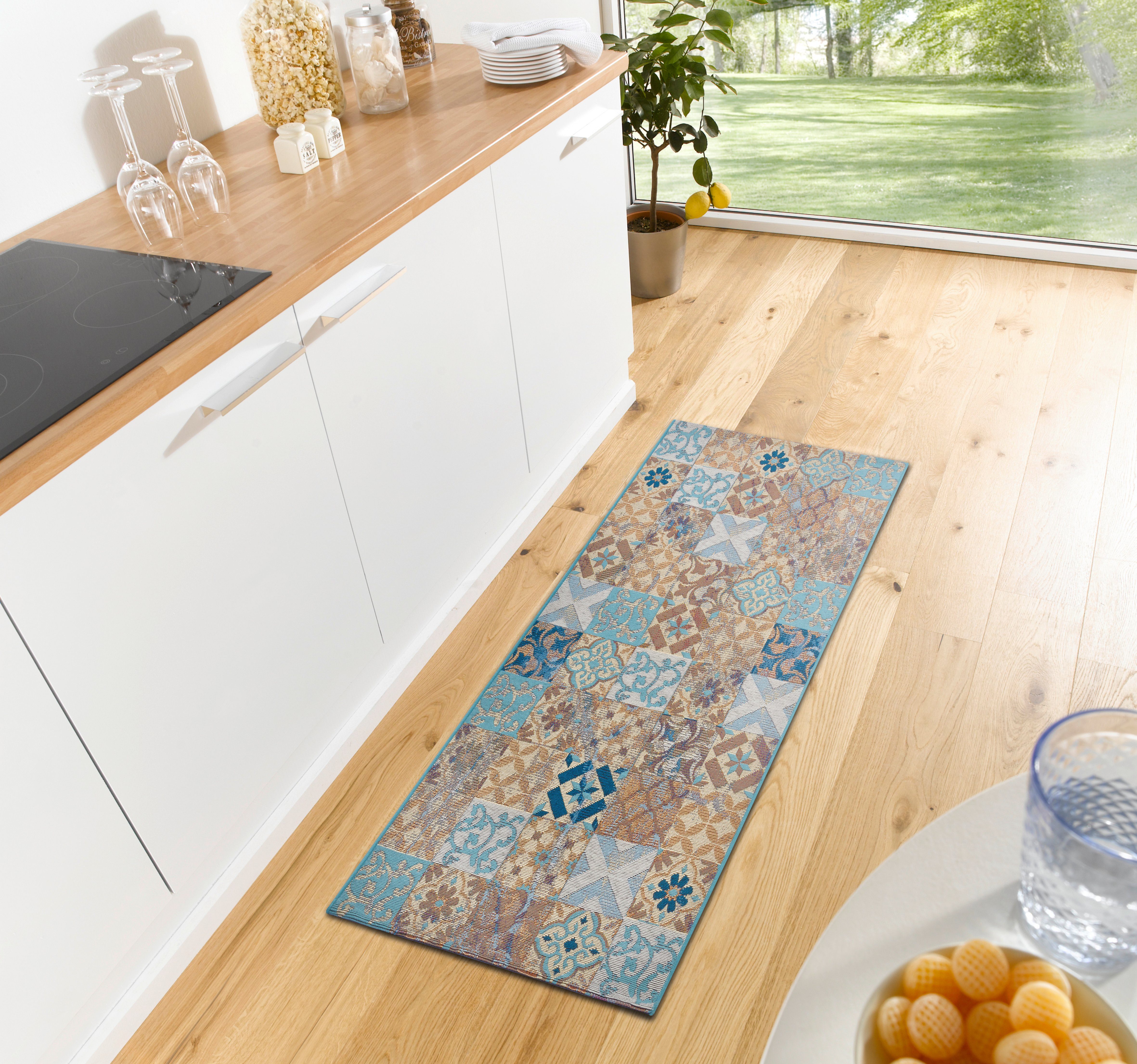 Läufer Mosaik, HANSE Home, rechteckig, Höhe: 6 mm, Fliesen Muster, pflegeleicht, Mosaik, Anti-Slip, Teppich Küche, Flur Blau,Bunt