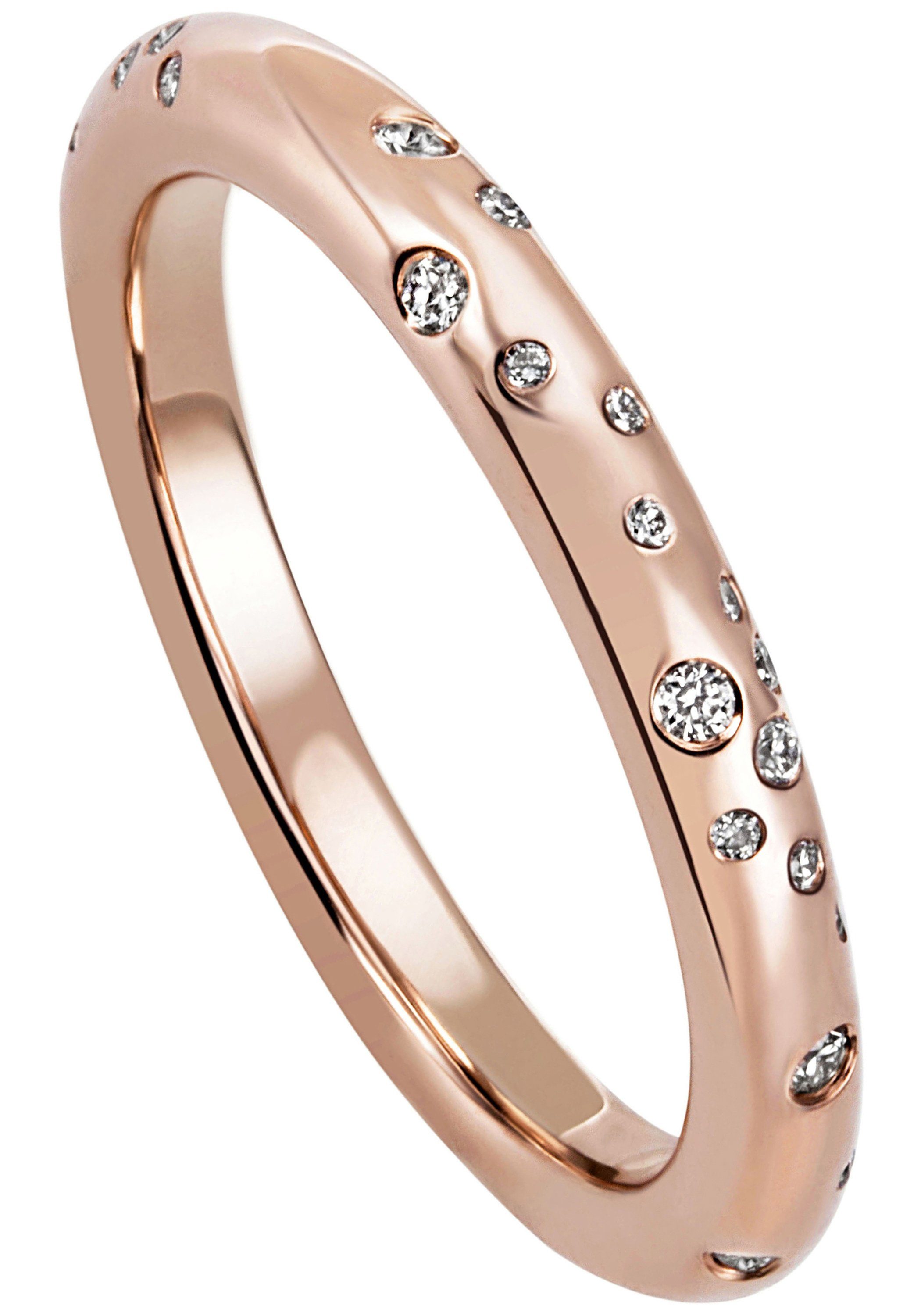 JOBO Diamantring Ring Roségoldring, 585 Roségold mit 34 Diamanten