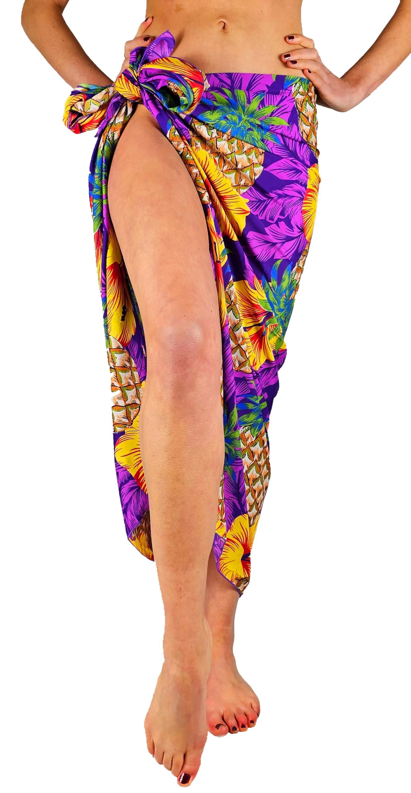 King Kameha Sarong Pineapple Hibiscus Funky Hawaii-Sarong Pareo Cover-Up Strand Bikini, Pareo Cover-Up