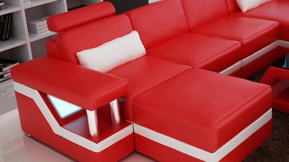 JVmoebel Modern Ledersofa Couch Sofa Ecksofa, Design Ecksofa Wohnlandschaft Eck