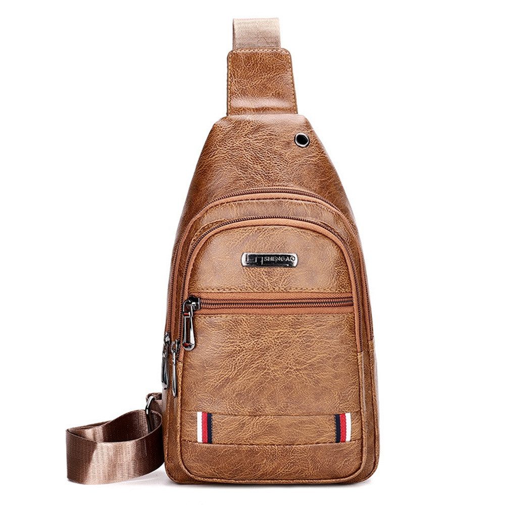 Schultertasche Sling Rucksack für Herren Brusttasche Crossbody PU Crossbody Tasche