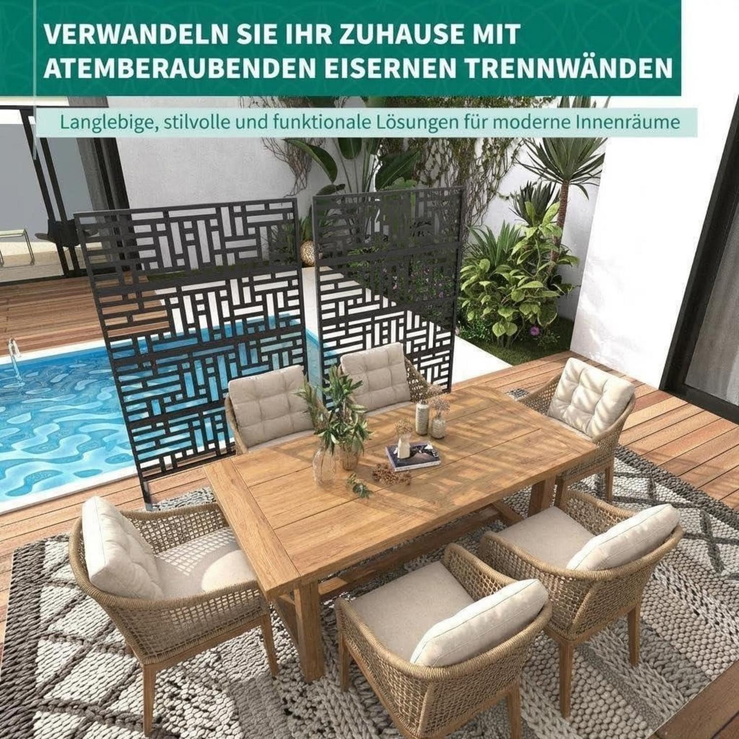 LuxusKollektion Schutzwand Metall Sichtschutz 180x116cm braun (1 St)