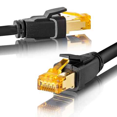 SEBSON LAN Kabel 1m CAT 8 rund, Netzwerkkabel 40 Gbit/s 2000MHz, RJ45 Stecker Netzkabel, (100 cm)